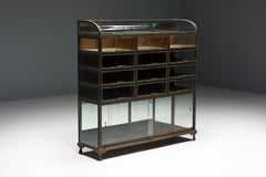 Antique Brass Display Cabinet, France, Early 20th Century