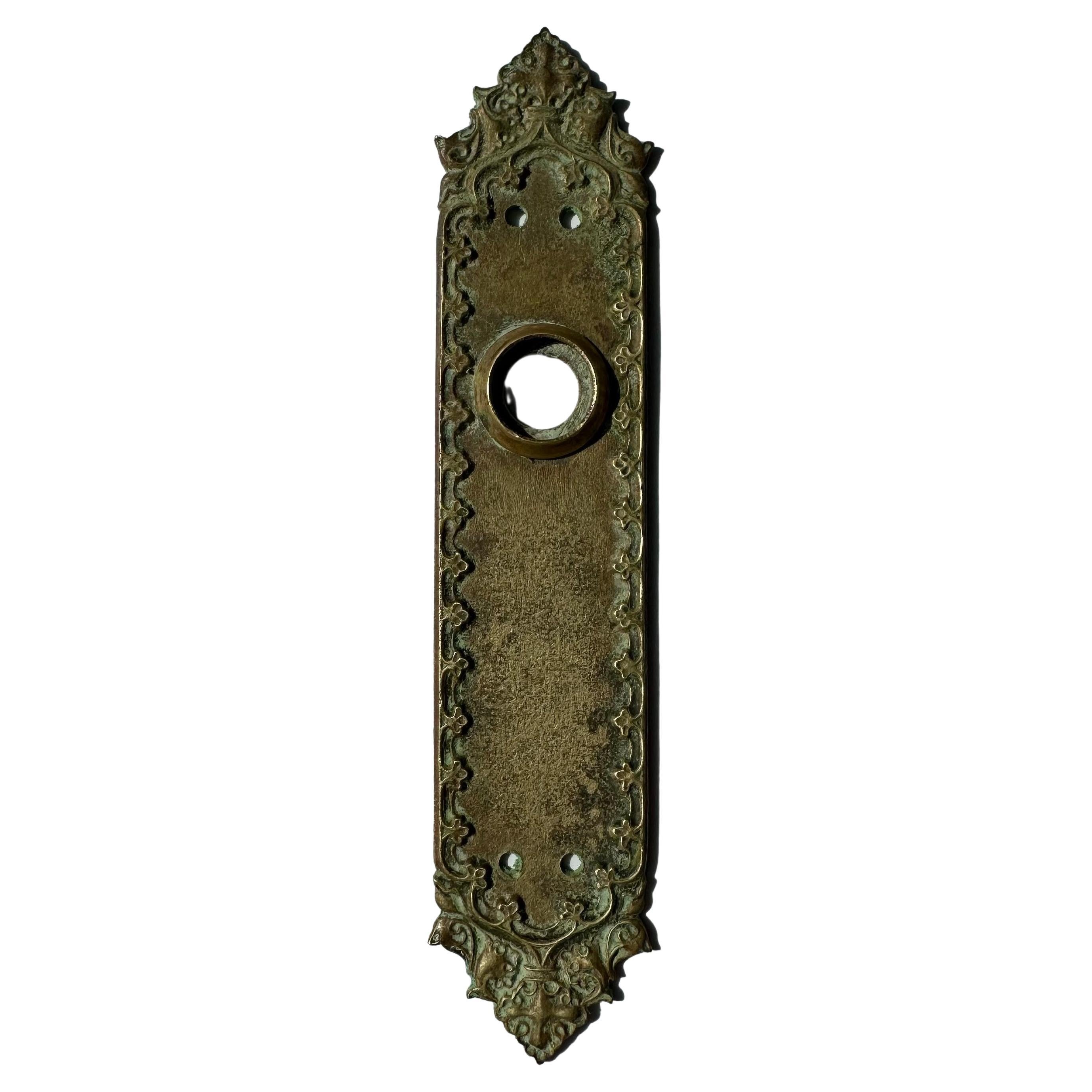 Antique Brass Door Knob Plate For Sale