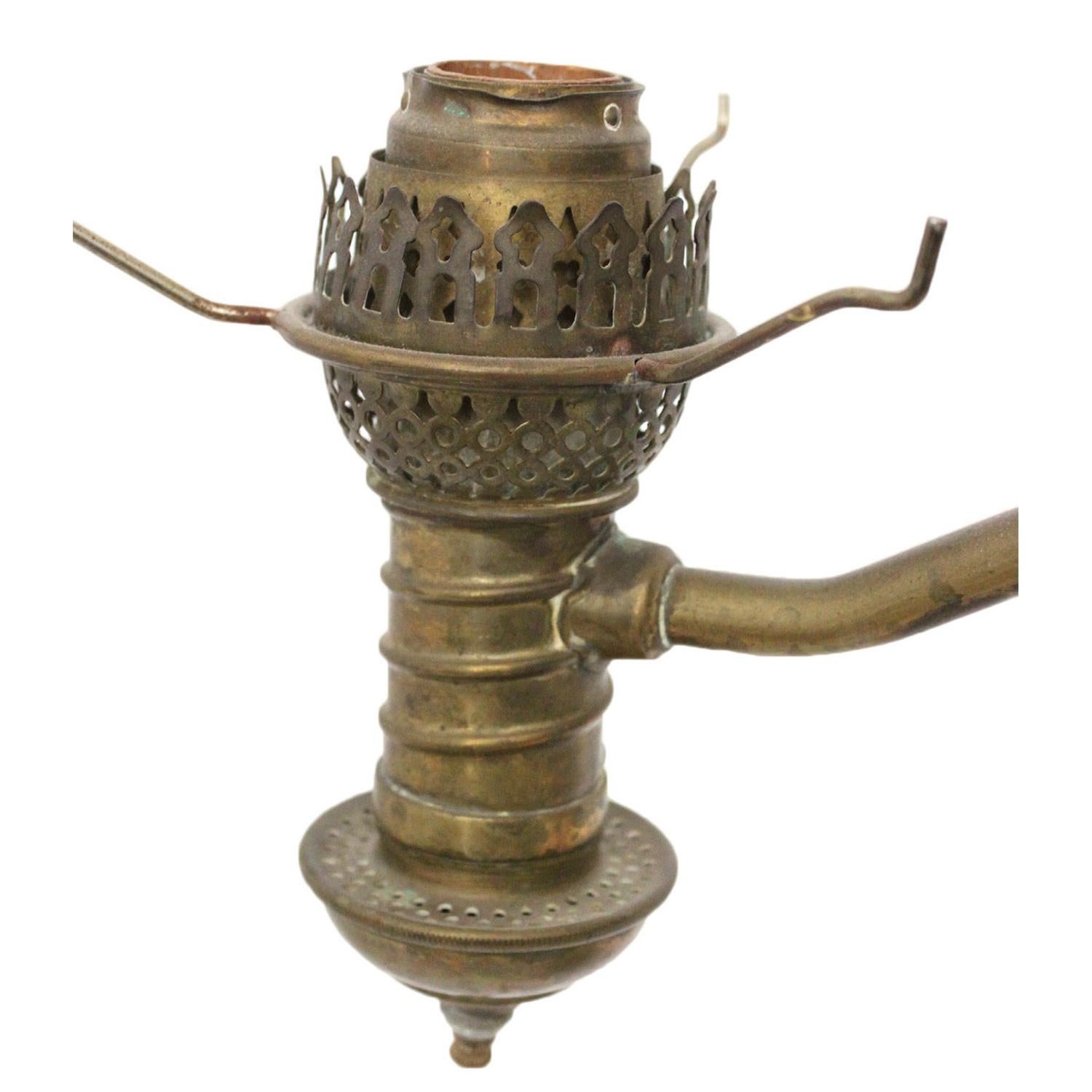 Antike Doppelarm-Lampe aus Messing im Angebot 1