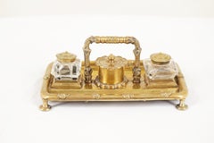 Antique Brass Double Inkwell, Scotland, 1900