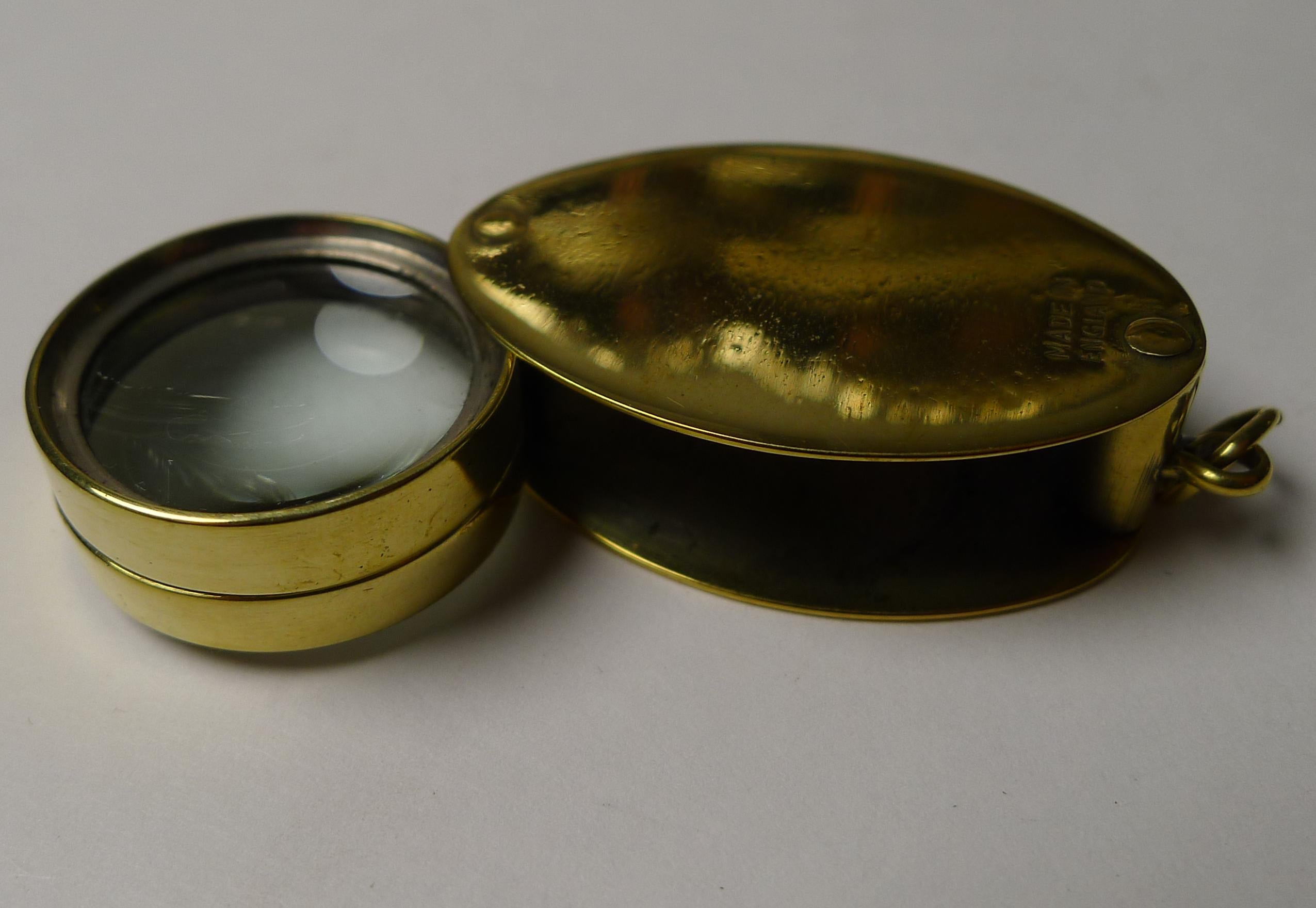 Antique Brass Double Lens Magnifying Glass, c.1920 In Good Condition In Bath, GB