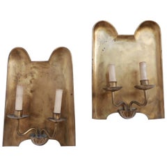 Antique Brass Dual German Wall Lights ONE AVAILABLE 