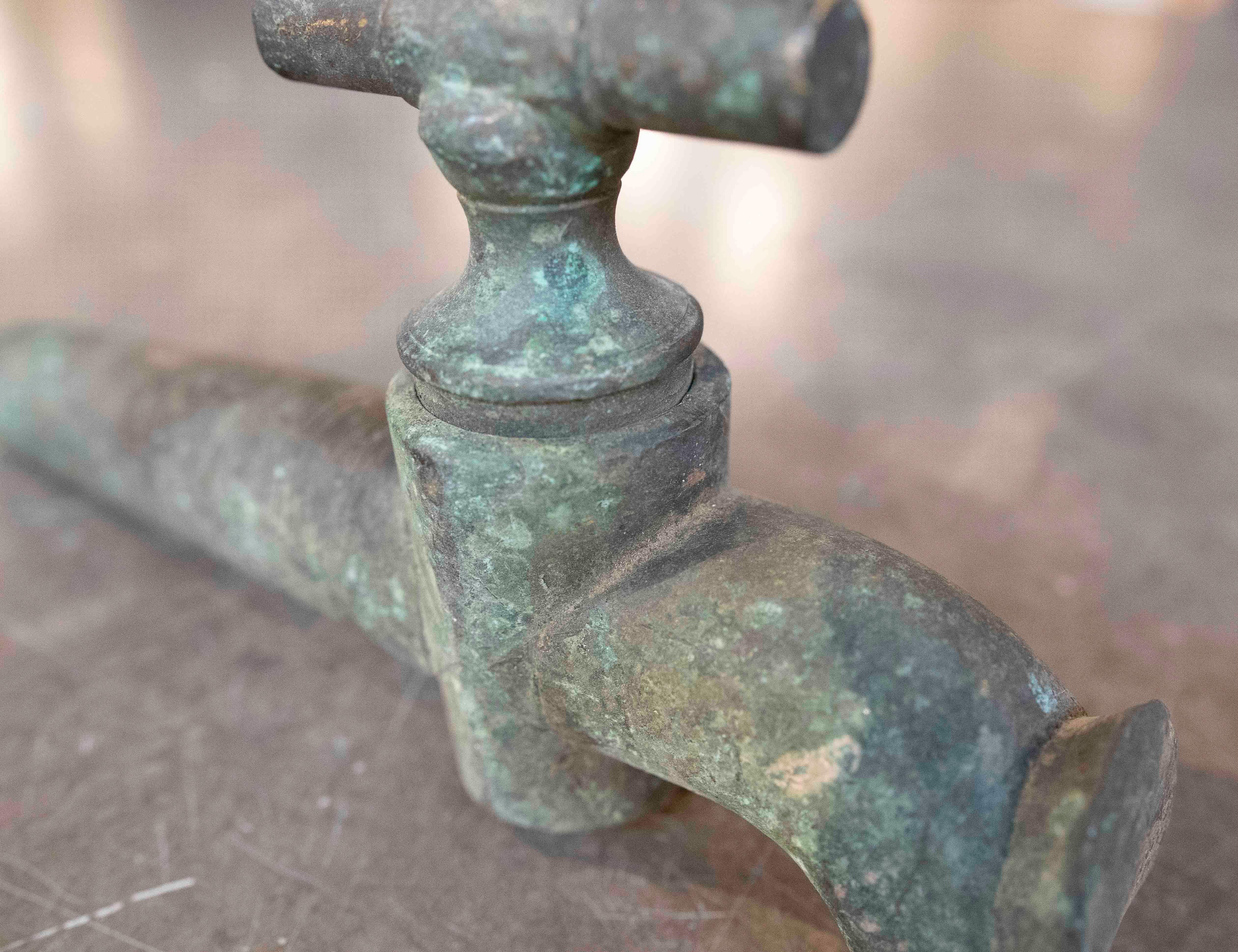Bronze Robinet en laiton antique avec patine naturelle et buse spéciale en vente