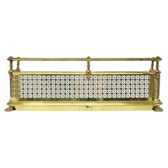 Antique Brass Fender Fireplace Screen With Paw Feet C1920