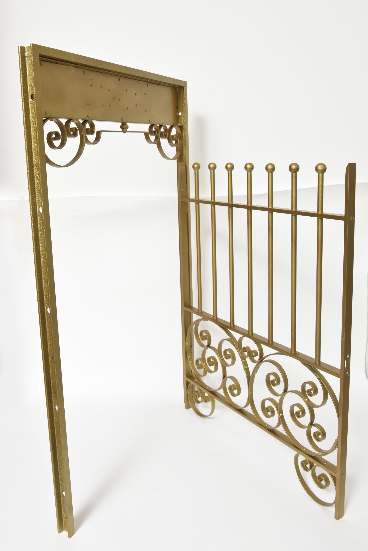Antique Brass Finish on Iron Cashier Bank Teller or Post Office Cage Window In Good Condition In Miami Beach, FL