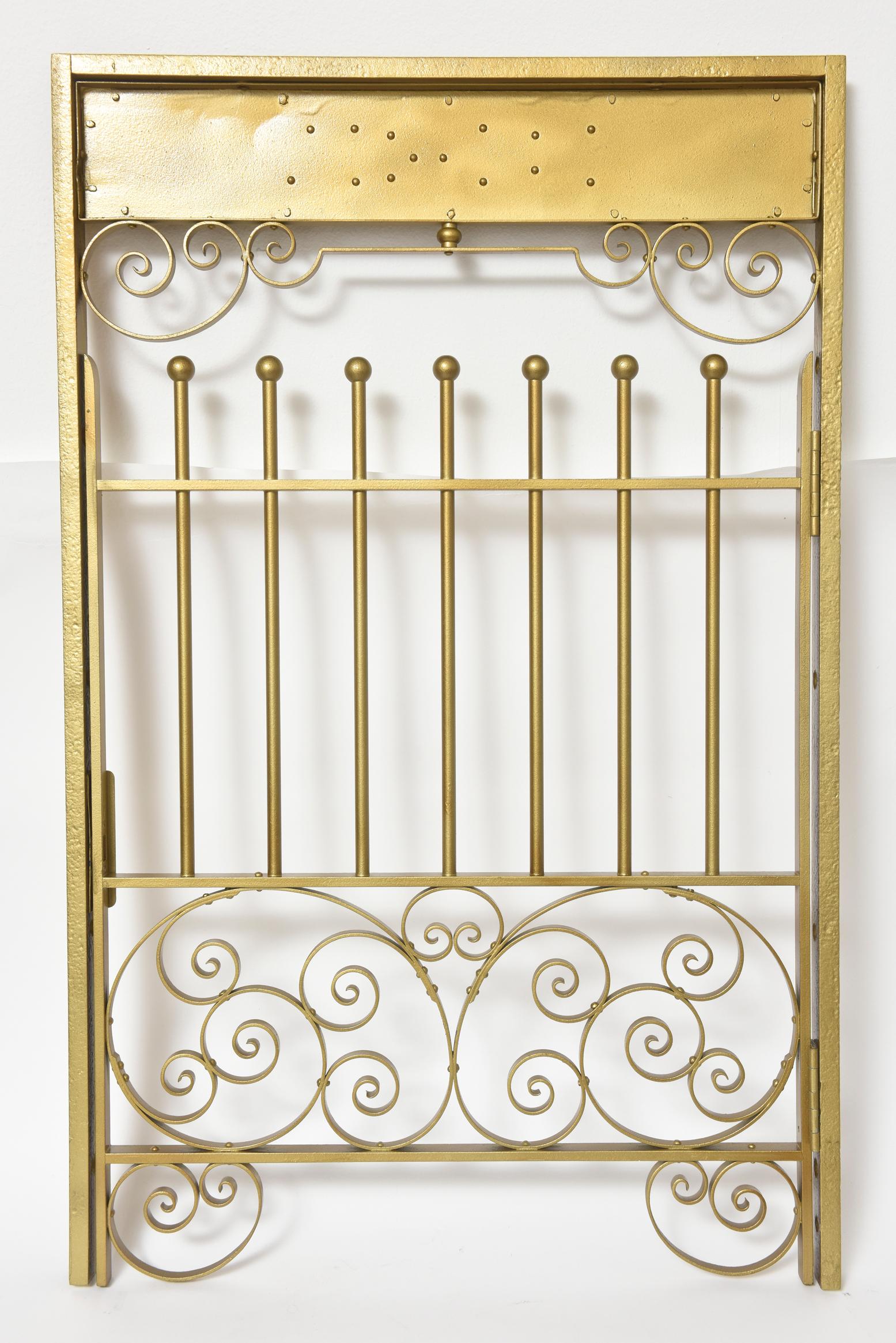 Wrought Iron Antique Brass Finish on Iron Cashier Bank Teller or Post Office Cage Window