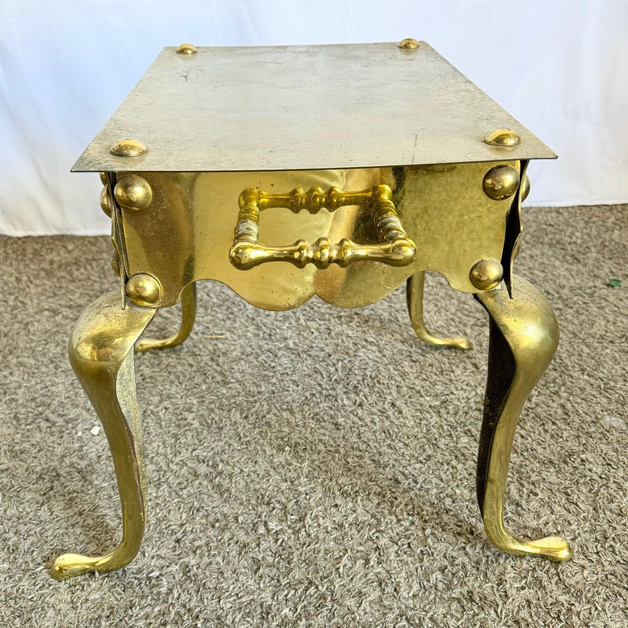 20th Century Antique Brass Fire Place Kettle Trivet/Side Table For Sale