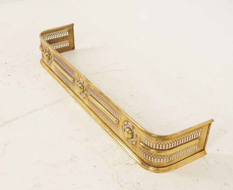 Antique Brass Fireplace Surround, Fender Hearth Guard, Scotland, 1900