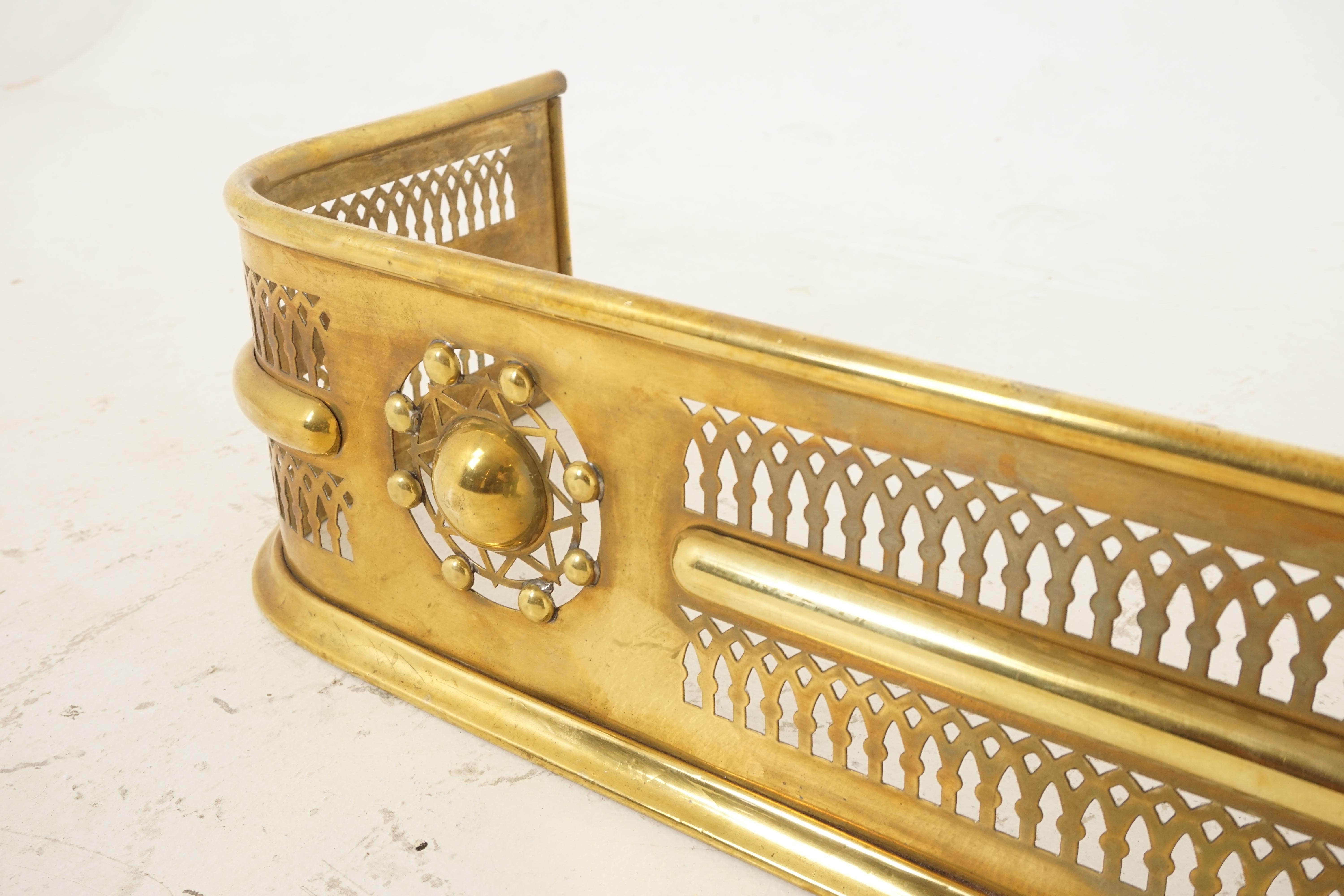 Hand-Crafted Antique Brass Fireplace Surround, Fender Hearth Guard, Scotland, 1900