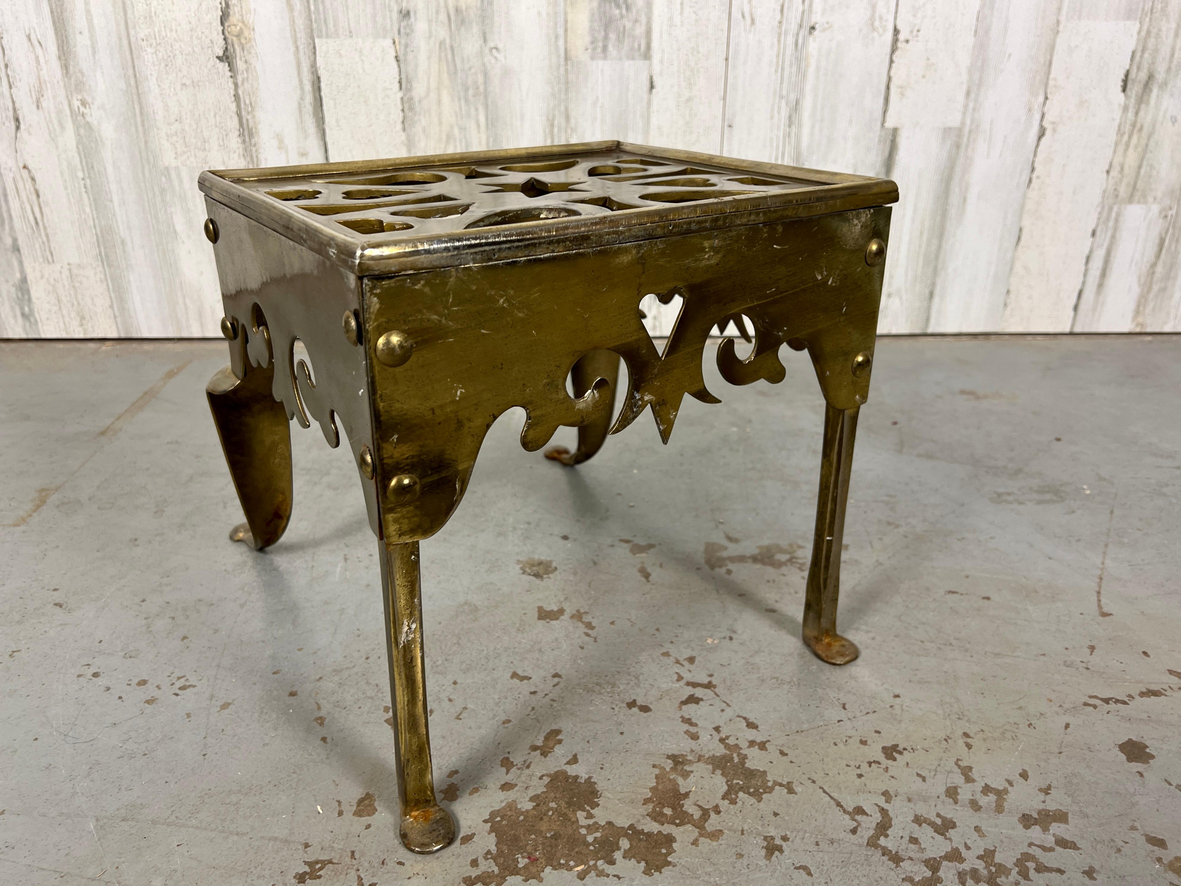 Antique Brass Fireplace Trivet / Footman For Sale 7