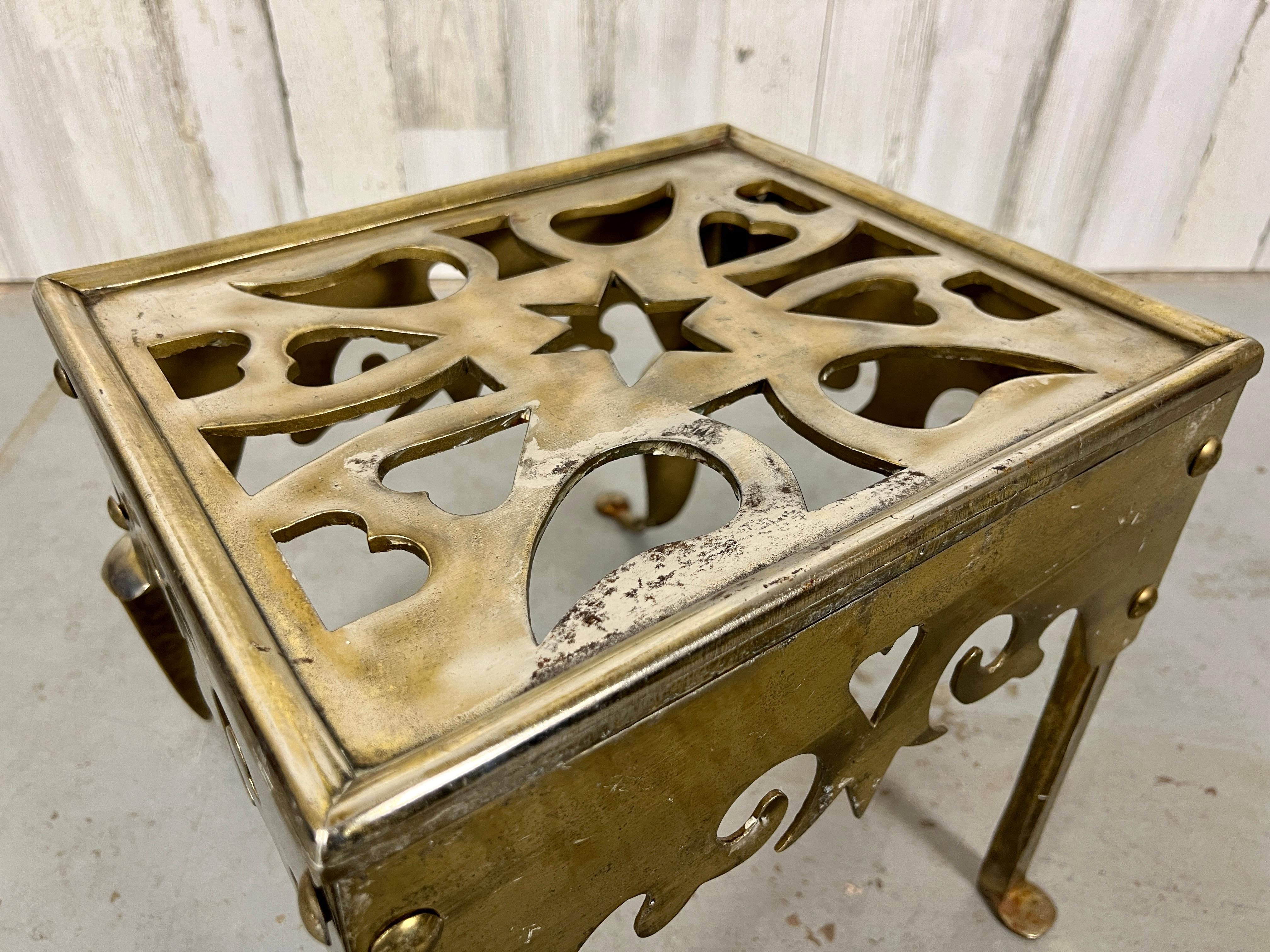 Antique Brass Fireplace Trivet / Footman For Sale 8
