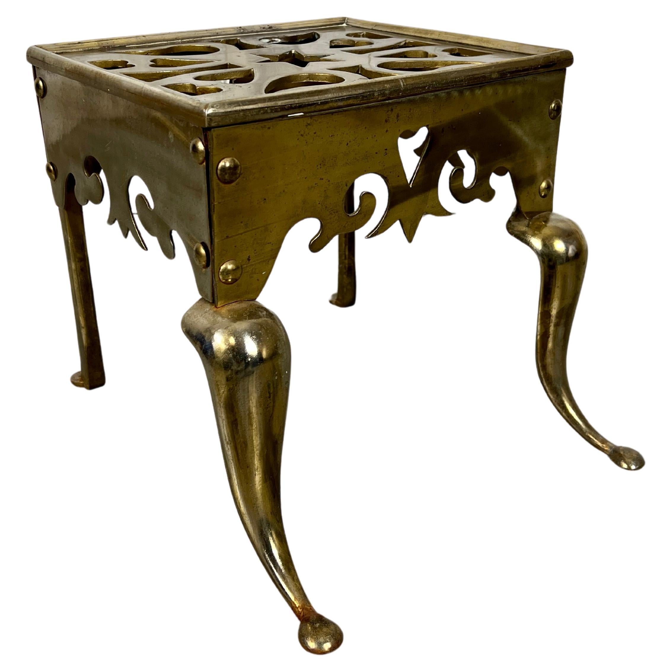 Antique Brass Fireplace Trivet / Footman For Sale