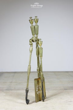 Antique Brass Fireside Companion Set, 20th Century