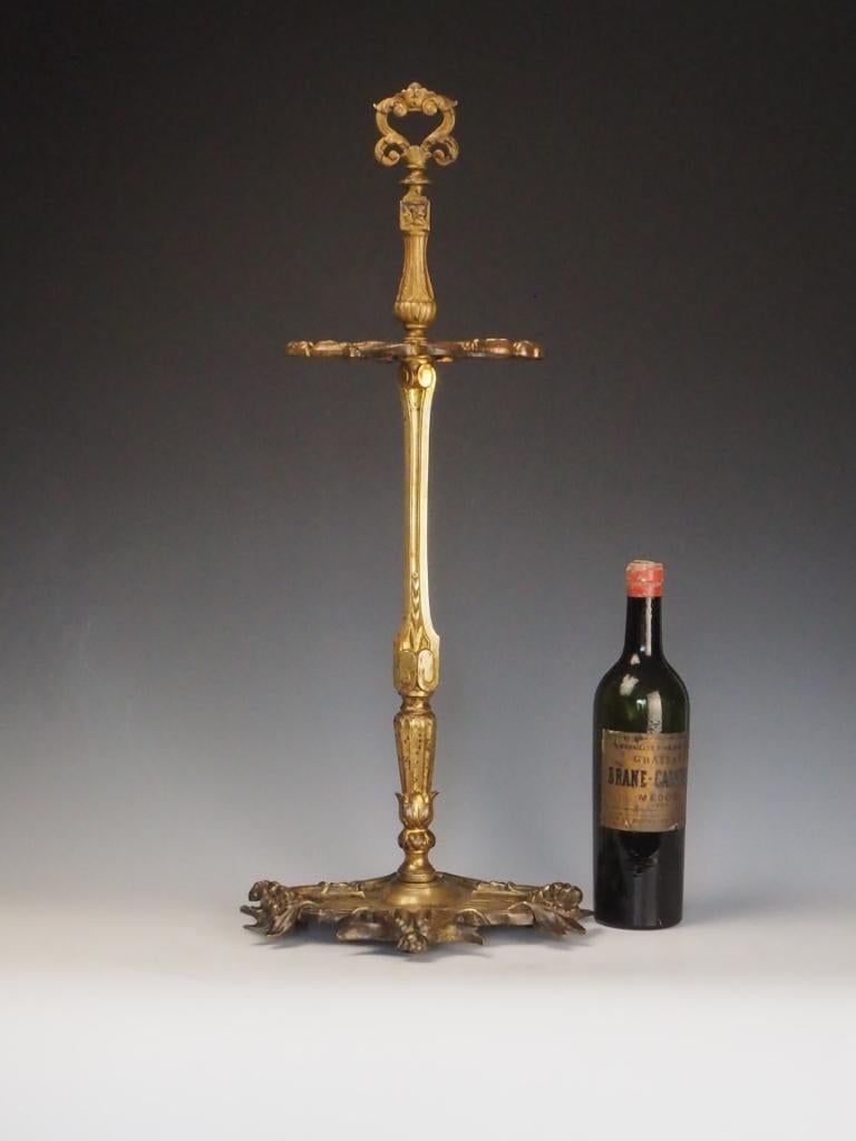 British Antique Brass Fireside Tool Stand  Ornate Victorian Hearth Accessory For Sale
