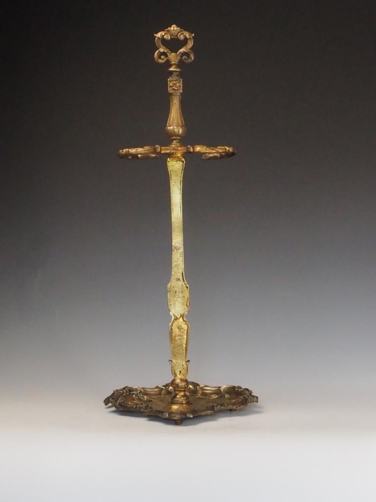 19th Century Antique Brass Fireside Tool Stand  Ornate Victorian Hearth Accessory For Sale