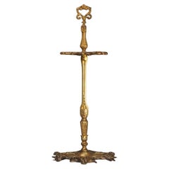 Antique Brass Fireside Tool Stand  Ornate Victorian Hearth Accessory
