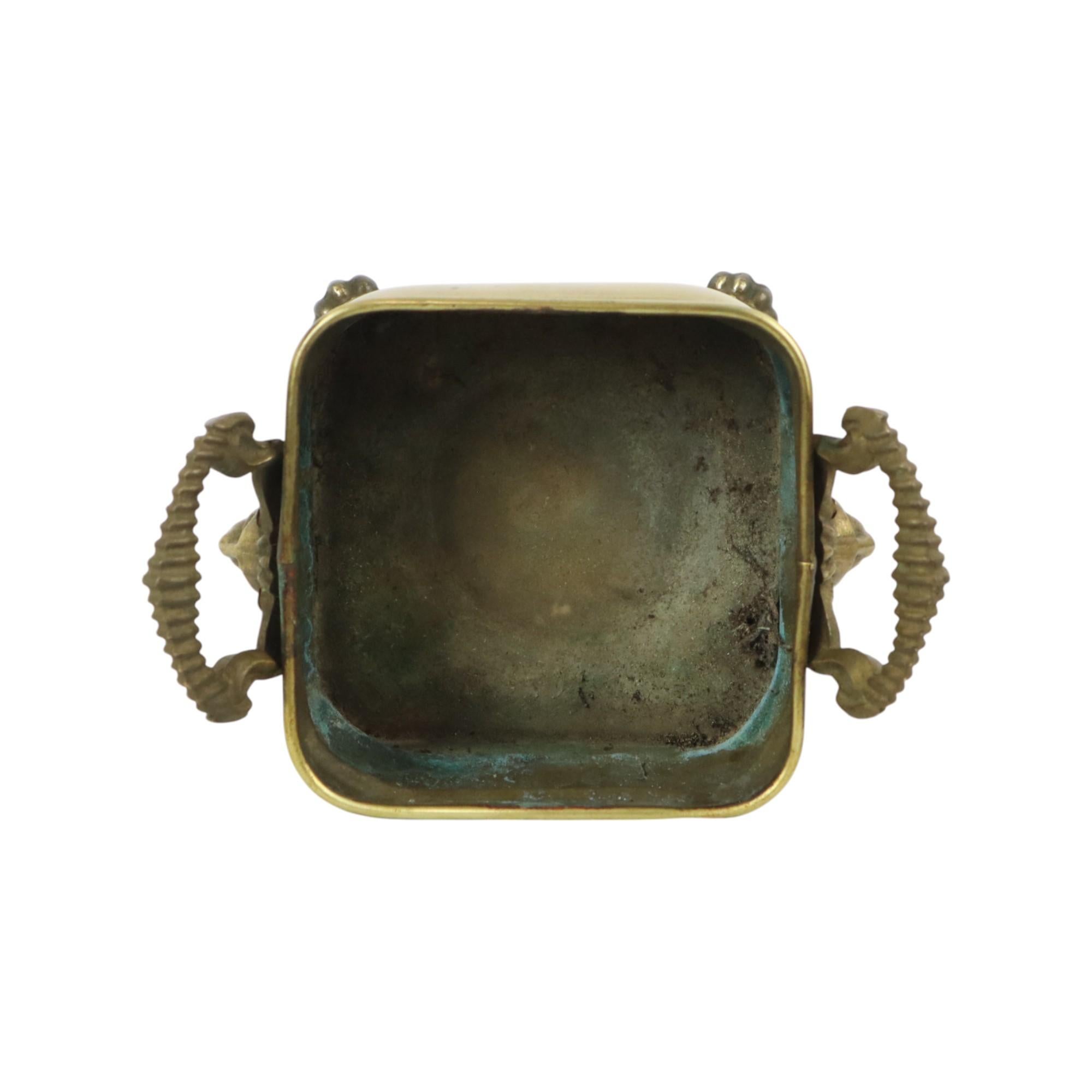 Antique Brass Flower Box Claw Legs Lion Heads 19th Century 6