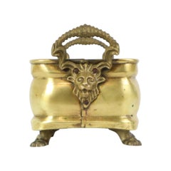Antique Brass Flower Box Claw Legs Lion Heads 19th Century