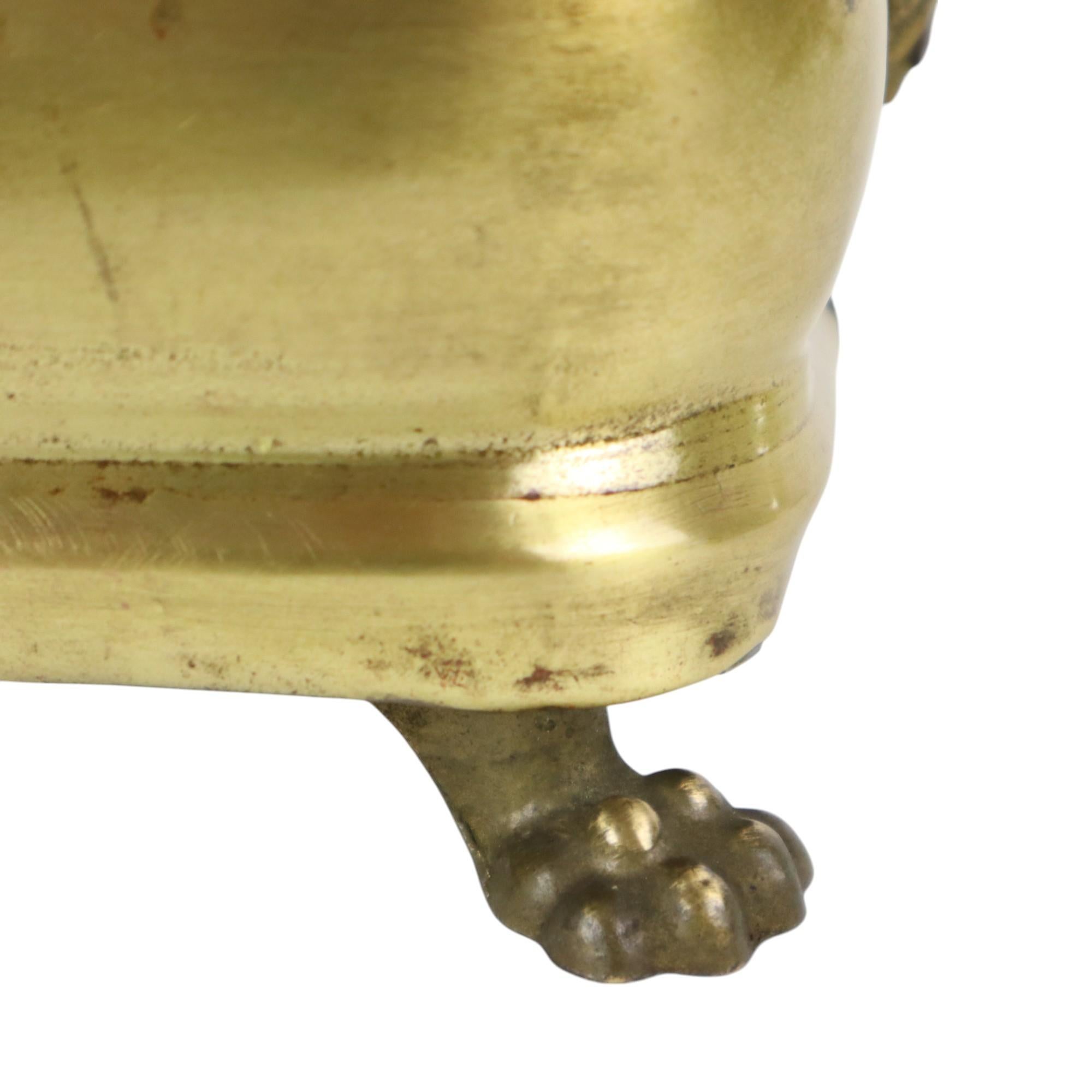 Antique Brass Flower Box Claw Legs Lion Heads 19th Century 1