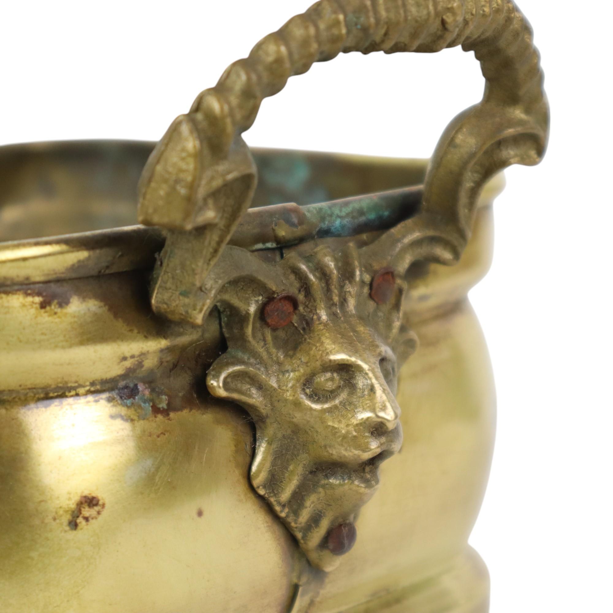 Antique Brass Flower Box Claw Legs Lion Heads 19th Century 2