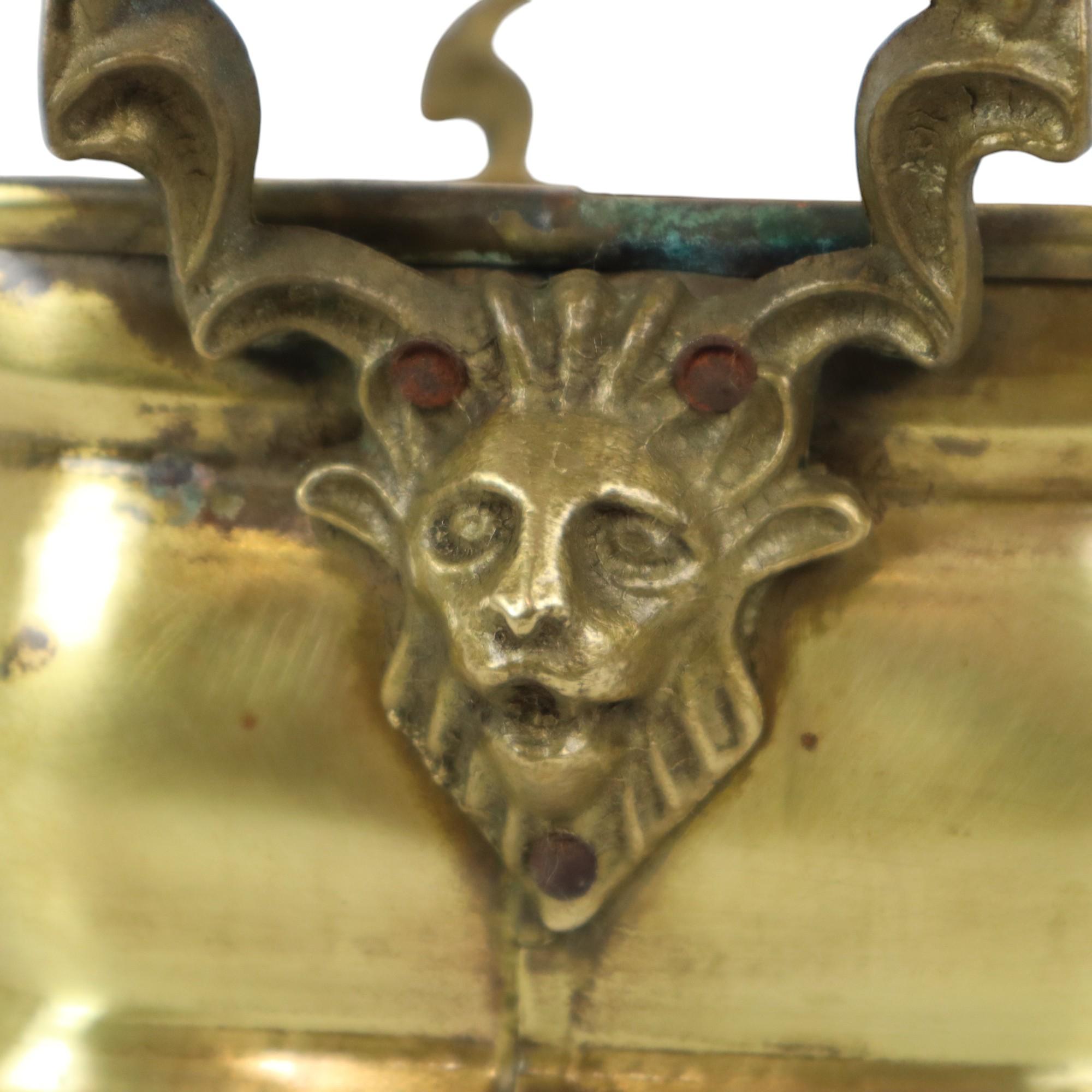 Antique Brass Flower Box Claw Legs Lion Heads 19th Century 4