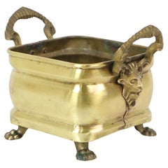 Antique Brass Flower Box Claw Legs Lion Heads 19th Century