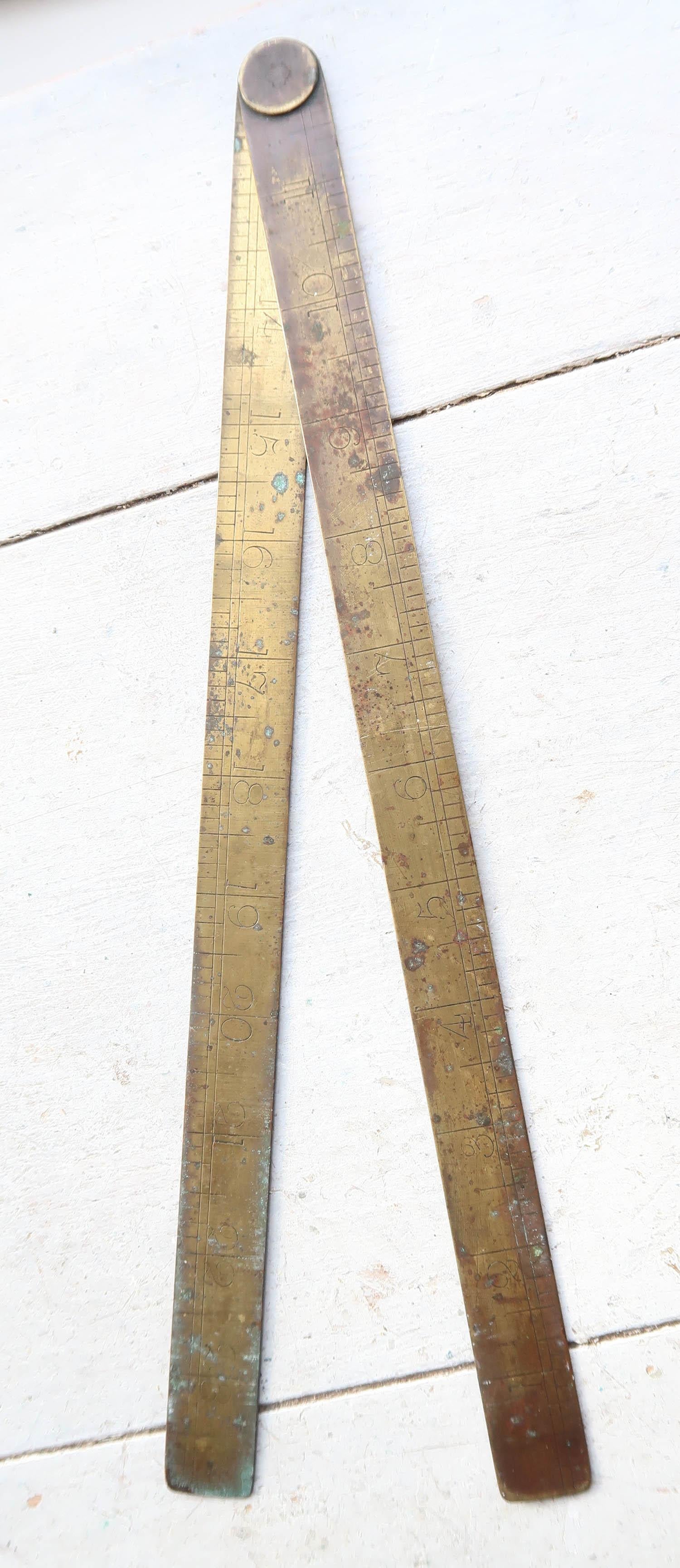 Antique Brass Folding Ruler. English, Late 19th Century For Sale 3