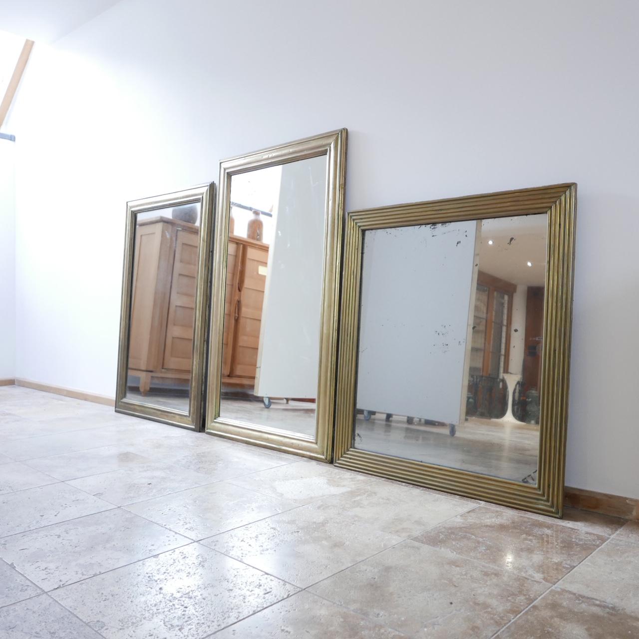 Antique Brass French Bistro Mirror 'No.3' In Good Condition In London, GB