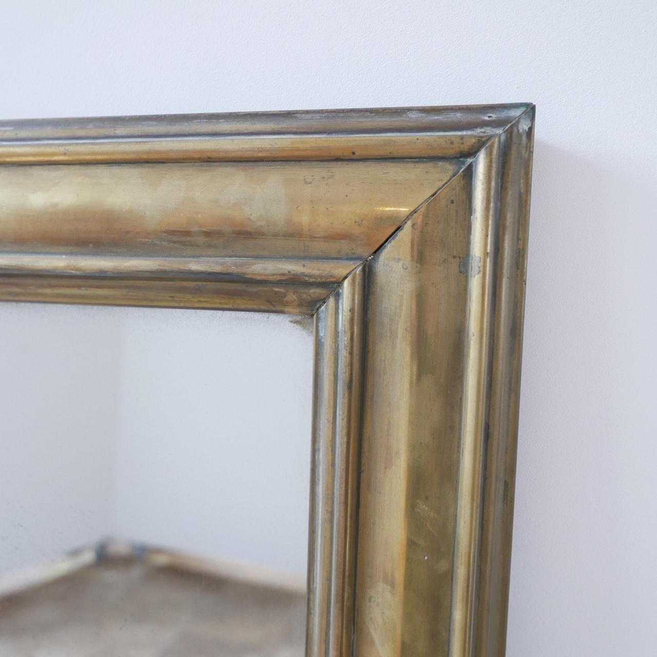 19th Century Antique Brass French Bistro Mirror 'No.3'