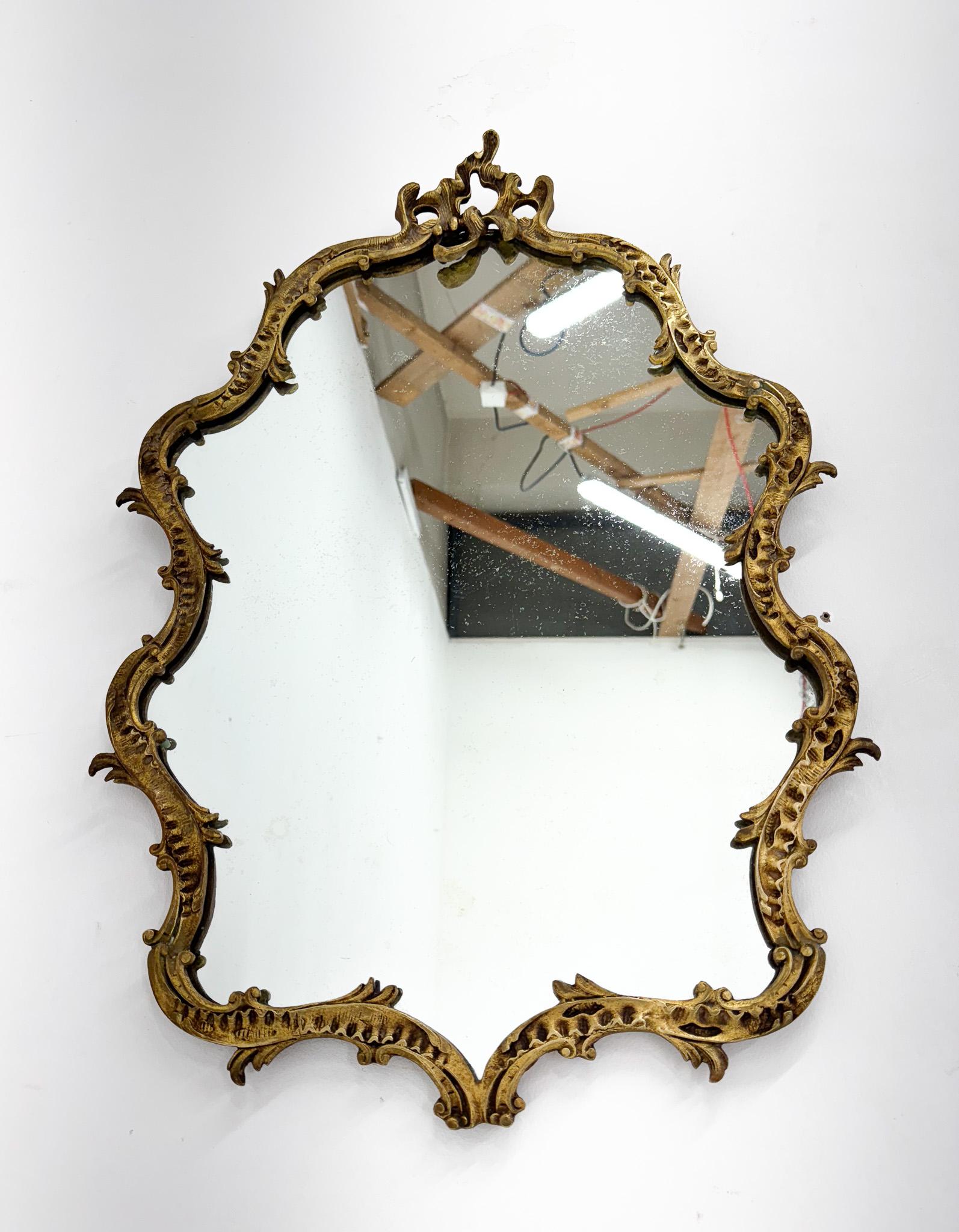 Antique Brass French Wall Mirror For Sale 7