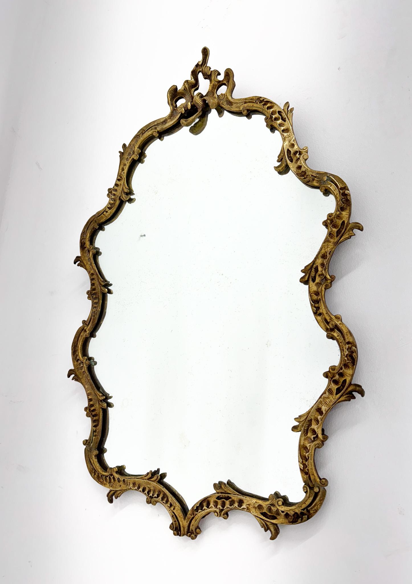 Brass mirror from France. Good original condition.