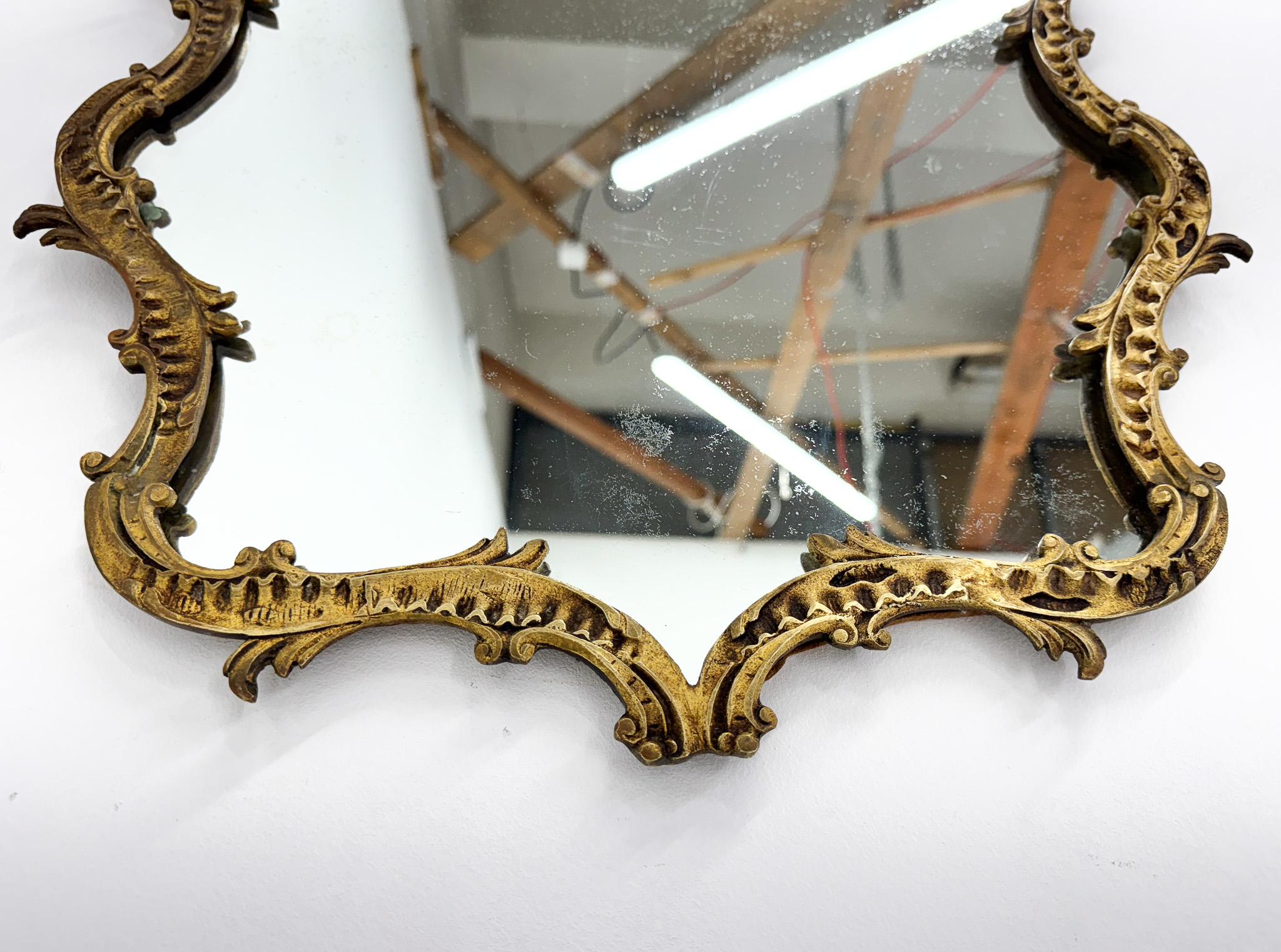 Antique Brass French Wall Mirror For Sale 5