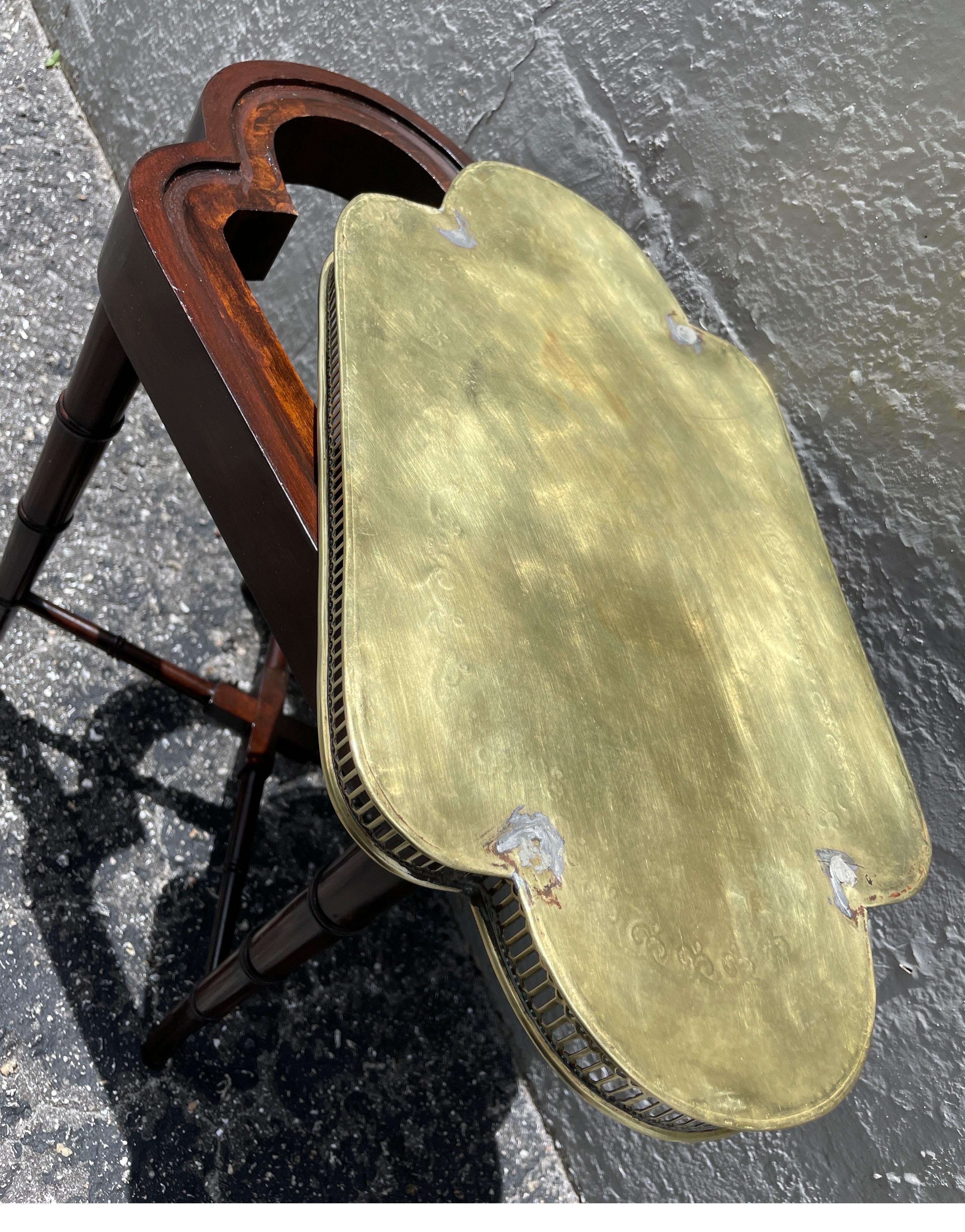 Antique Brass Galleried Tray Table For Sale 6