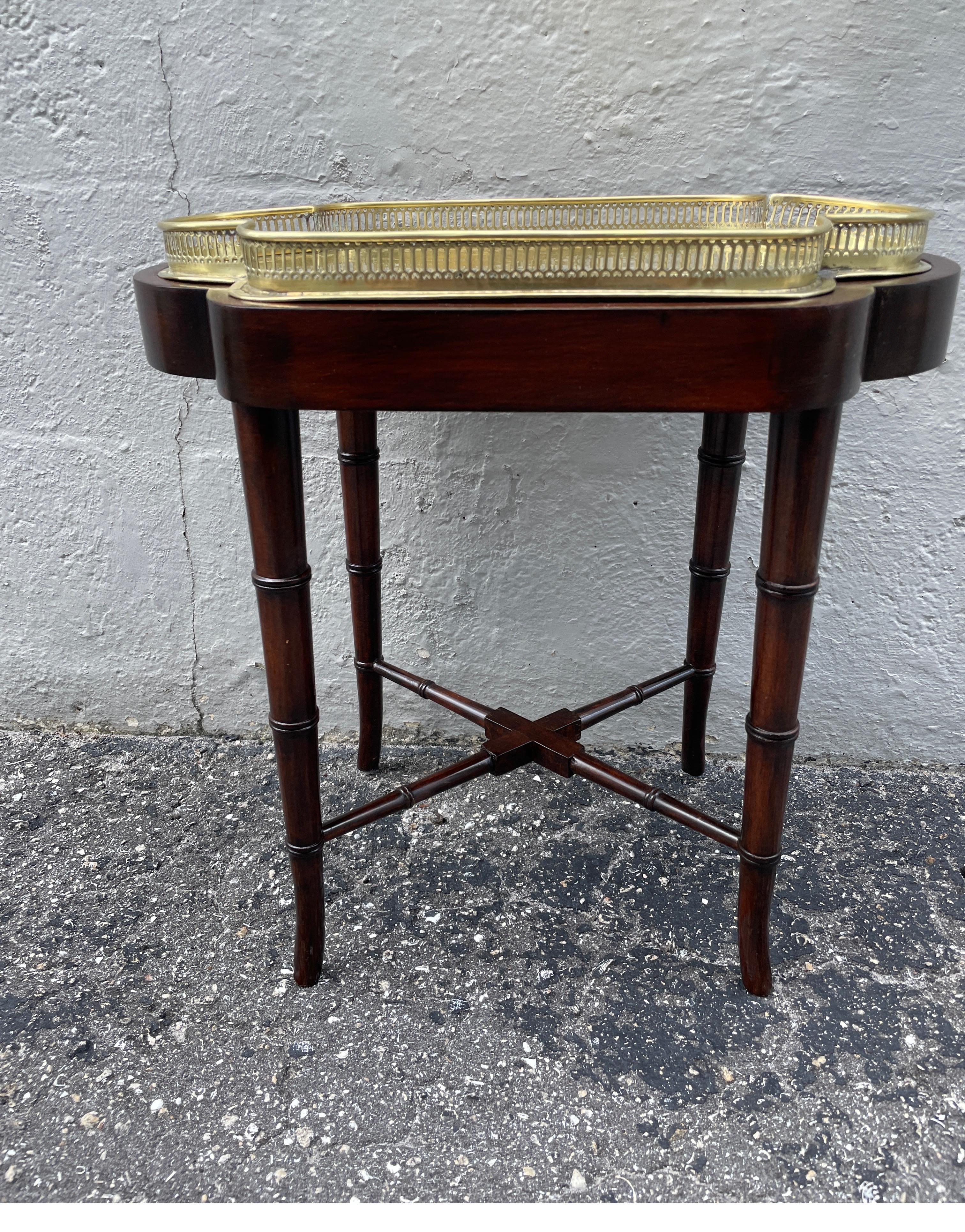 English Antique Brass Galleried Tray Table For Sale