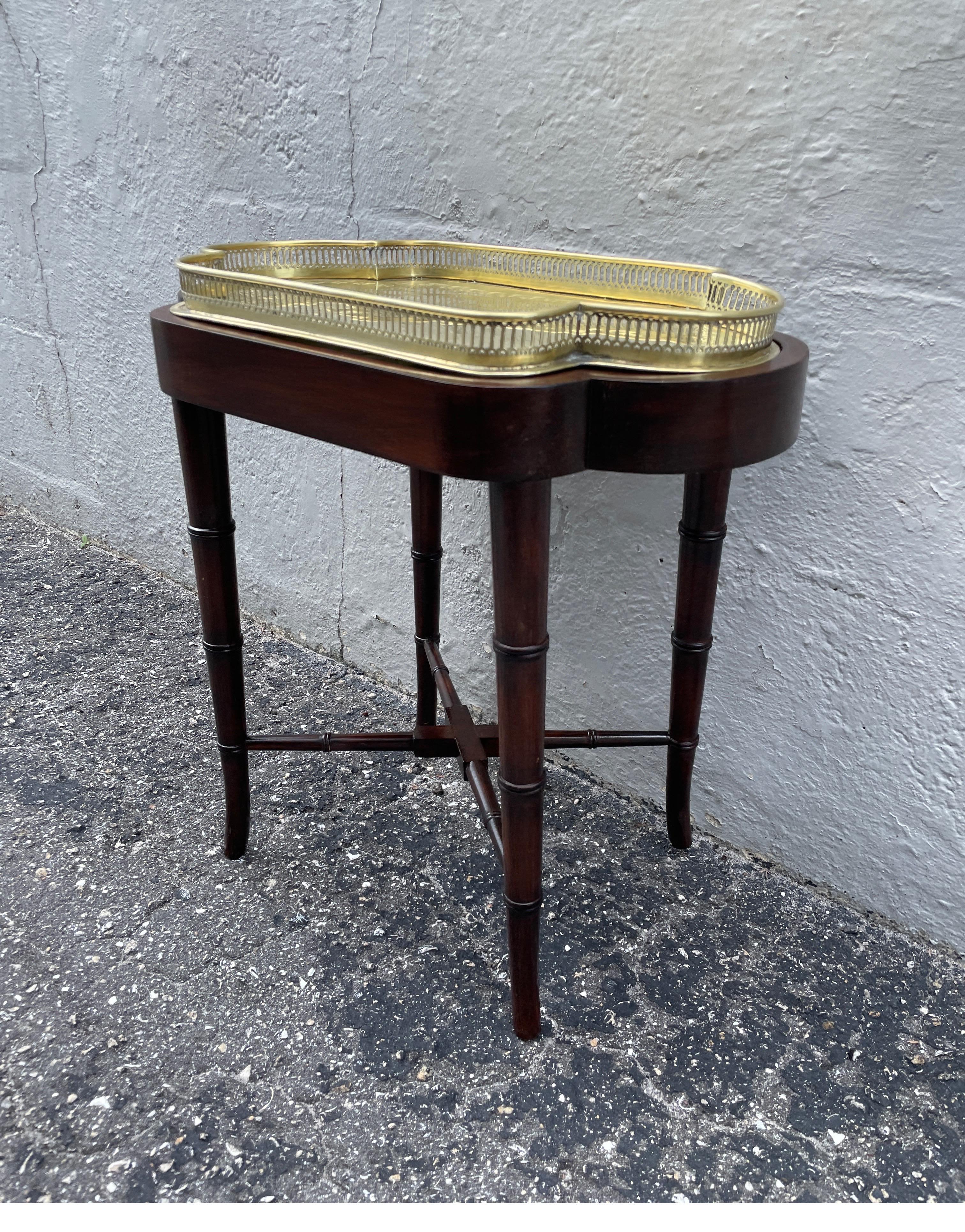 Antique Brass Galleried Tray Table In Good Condition In West Palm Beach, FL