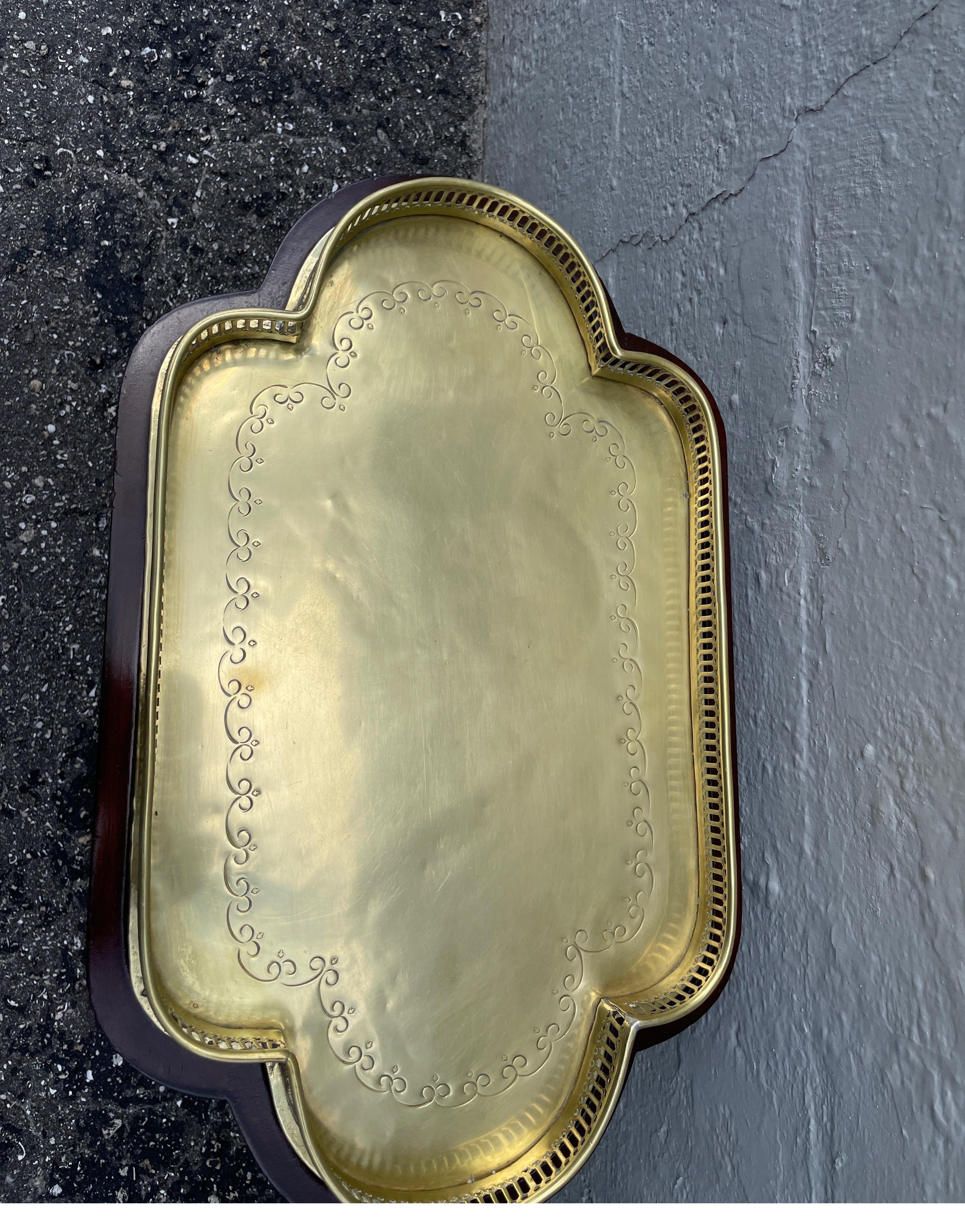 Antique Brass Galleried Tray Table For Sale 1