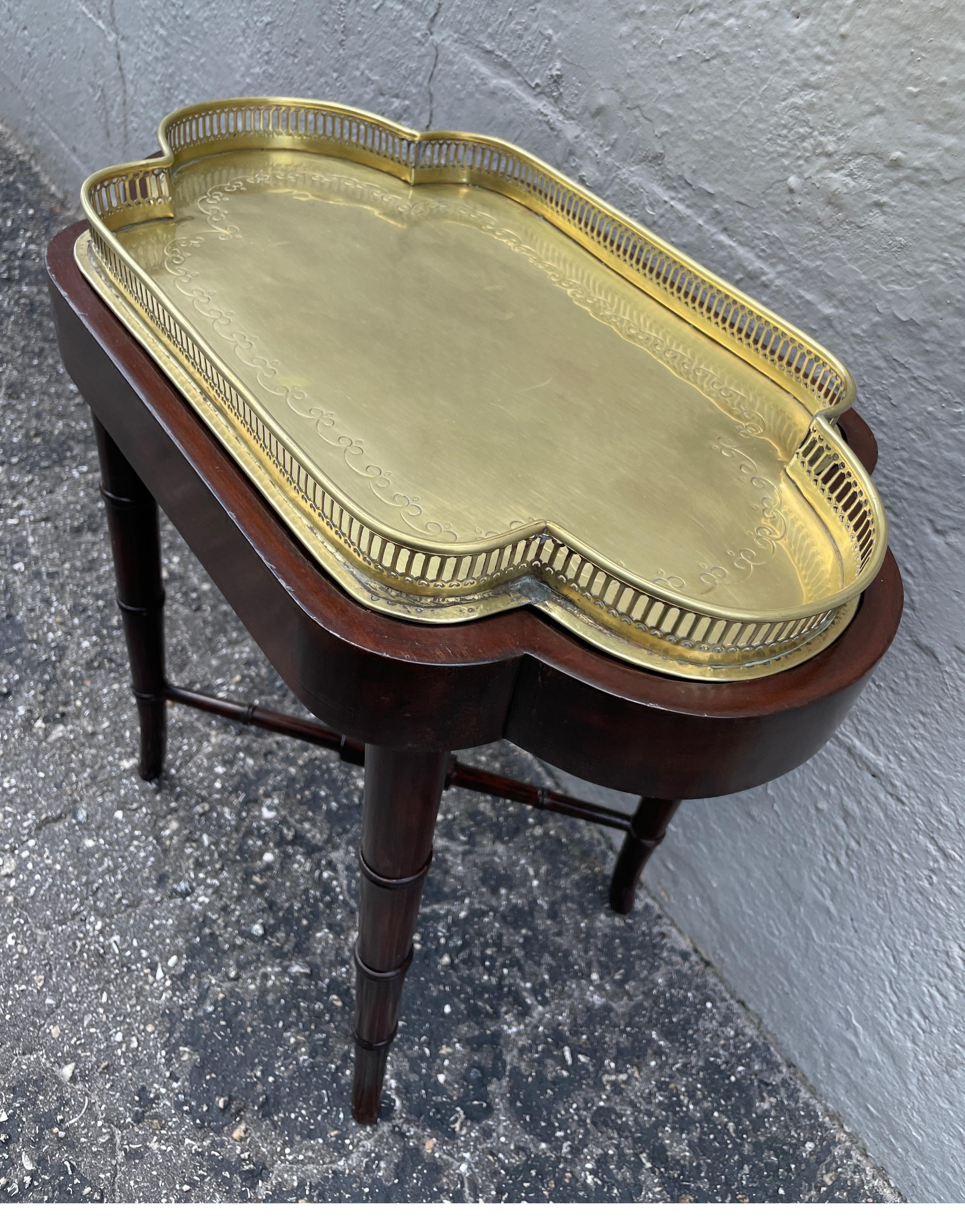 Antique Brass Galleried Tray Table For Sale 2
