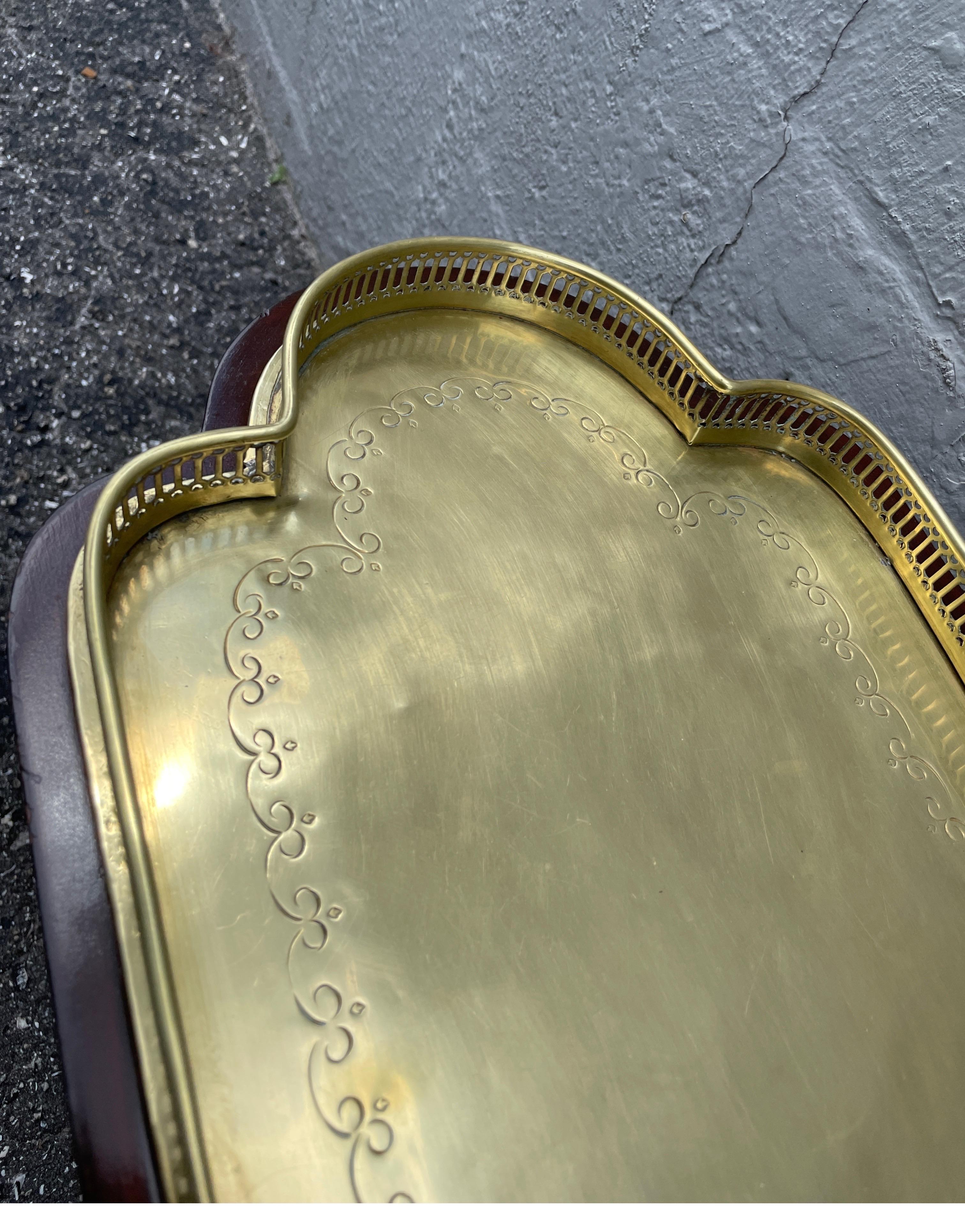 Antique Brass Galleried Tray Table For Sale 4