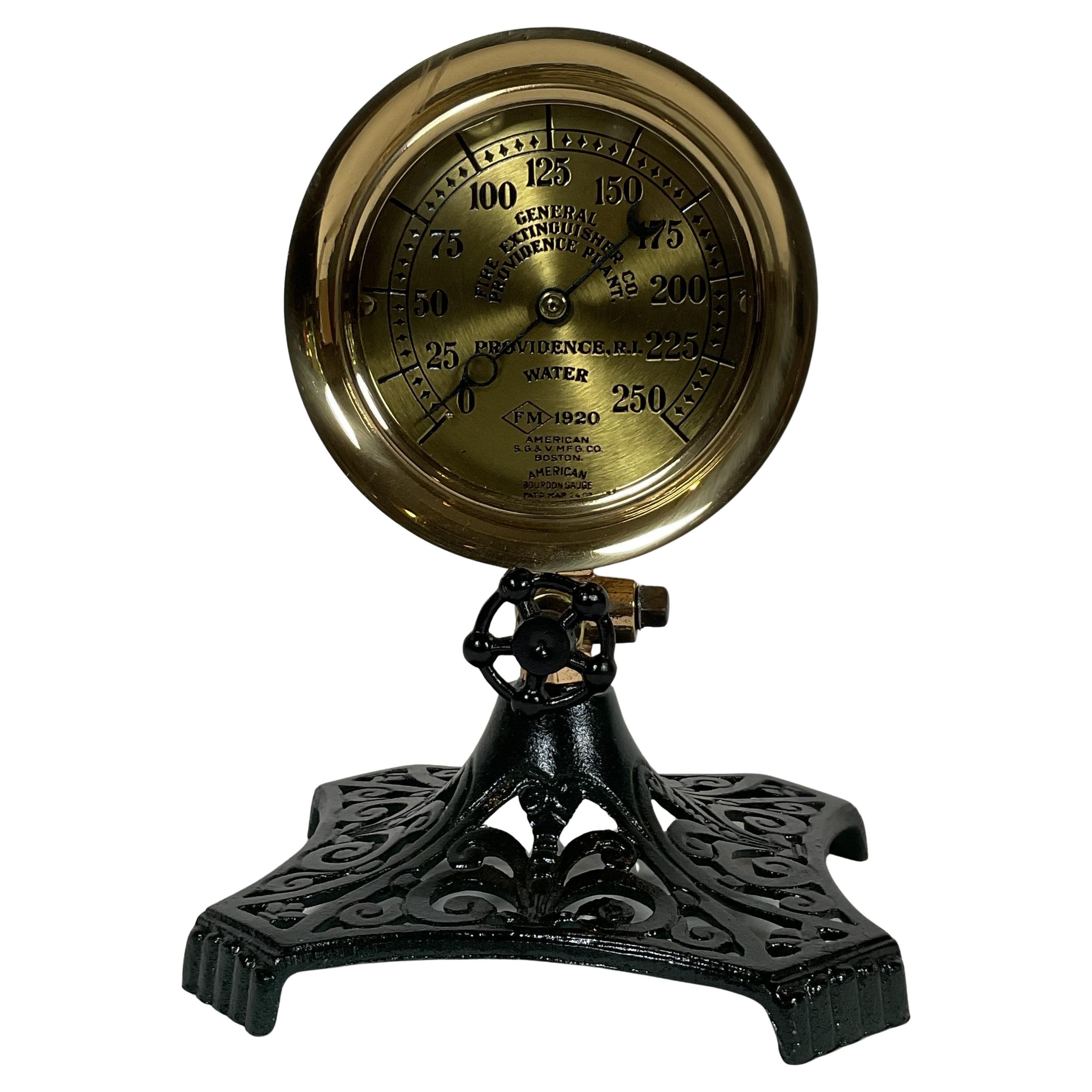 Antique Brass Gauge on Iron Stand