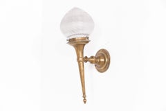 Antique Brass GEC Holophane Acorn Torchiere Wall Lamp Sconce Light c.1920