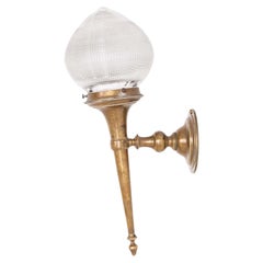 Aplique de latón antiguo GEC Holophane Acorn Lámpara de pared Sconce Light c.1920