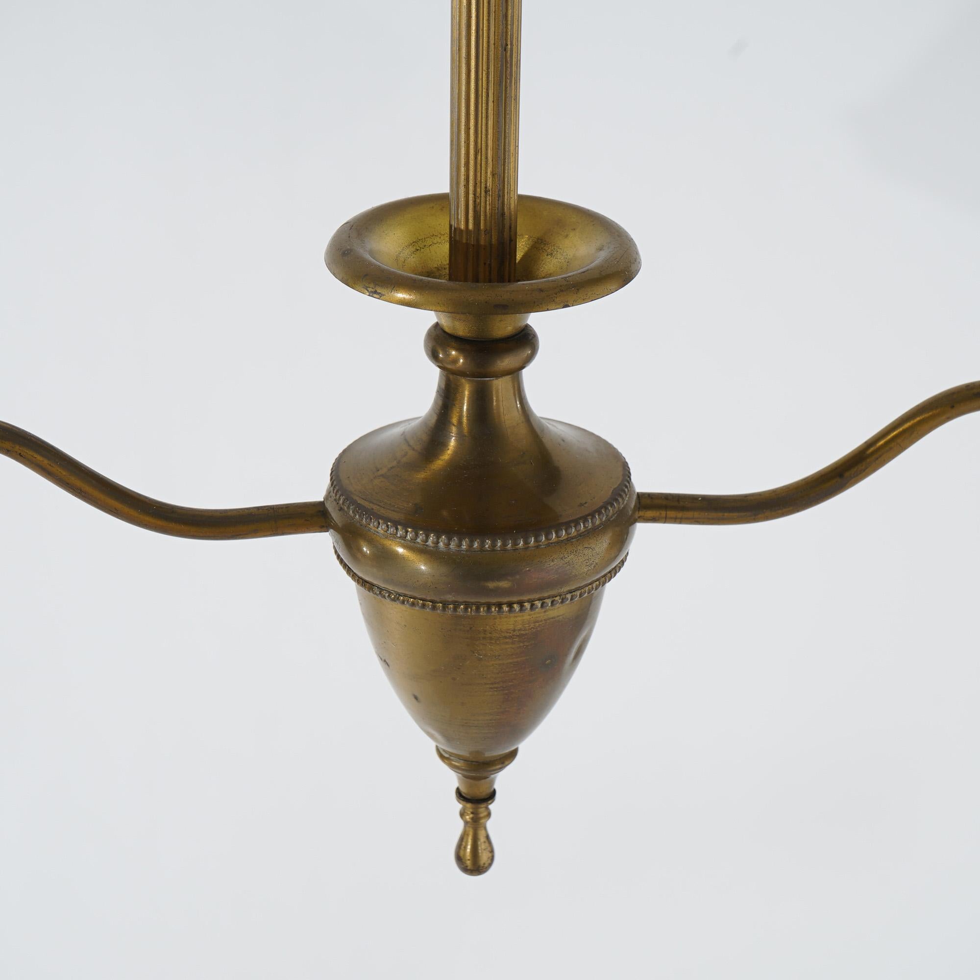 Antique Brass & Gilt Metal Two-Light Ceiling Fixture Circa 1920 For Sale 7