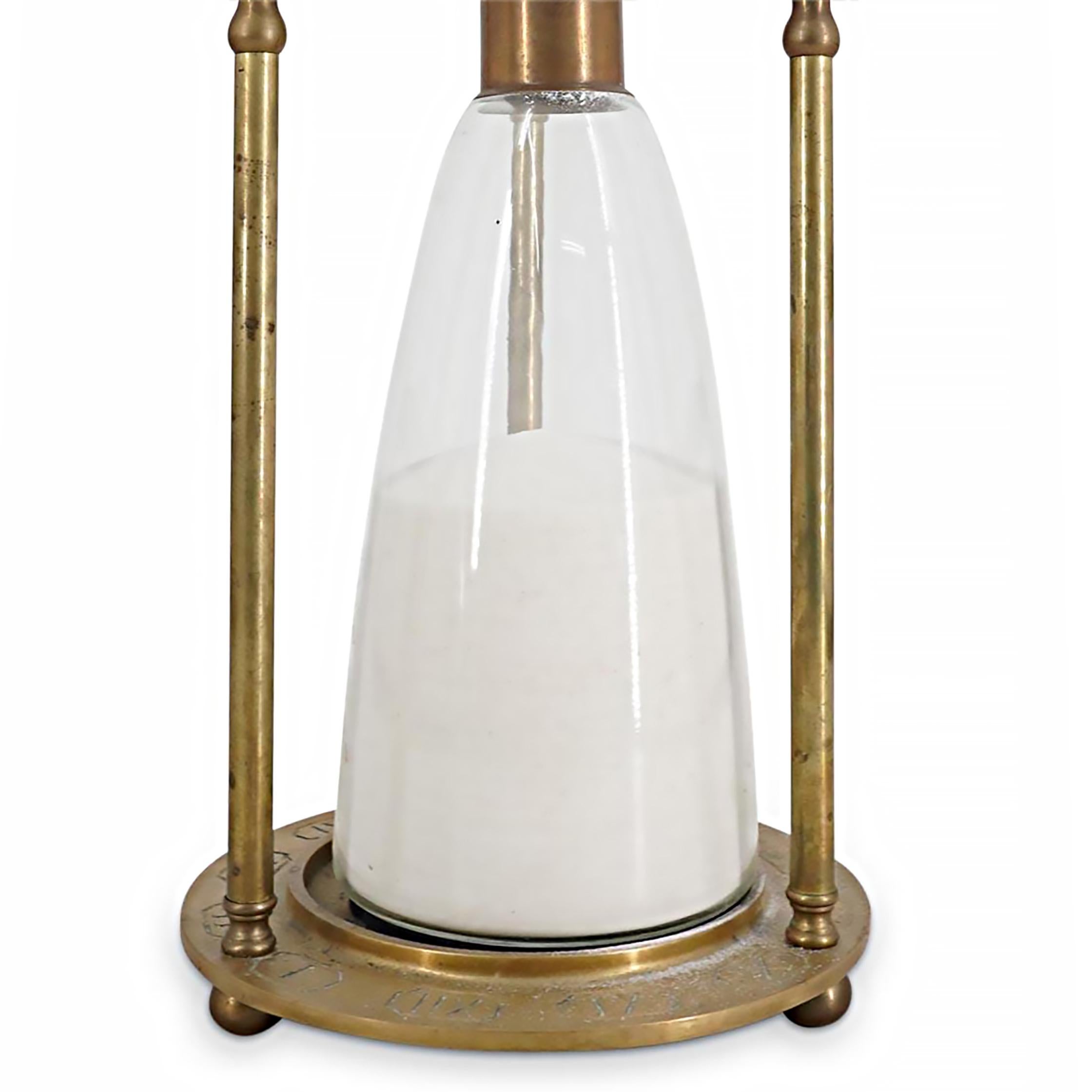 Antique Brass Glass 2.5 Hour Hourglass, Roman Numerals  1