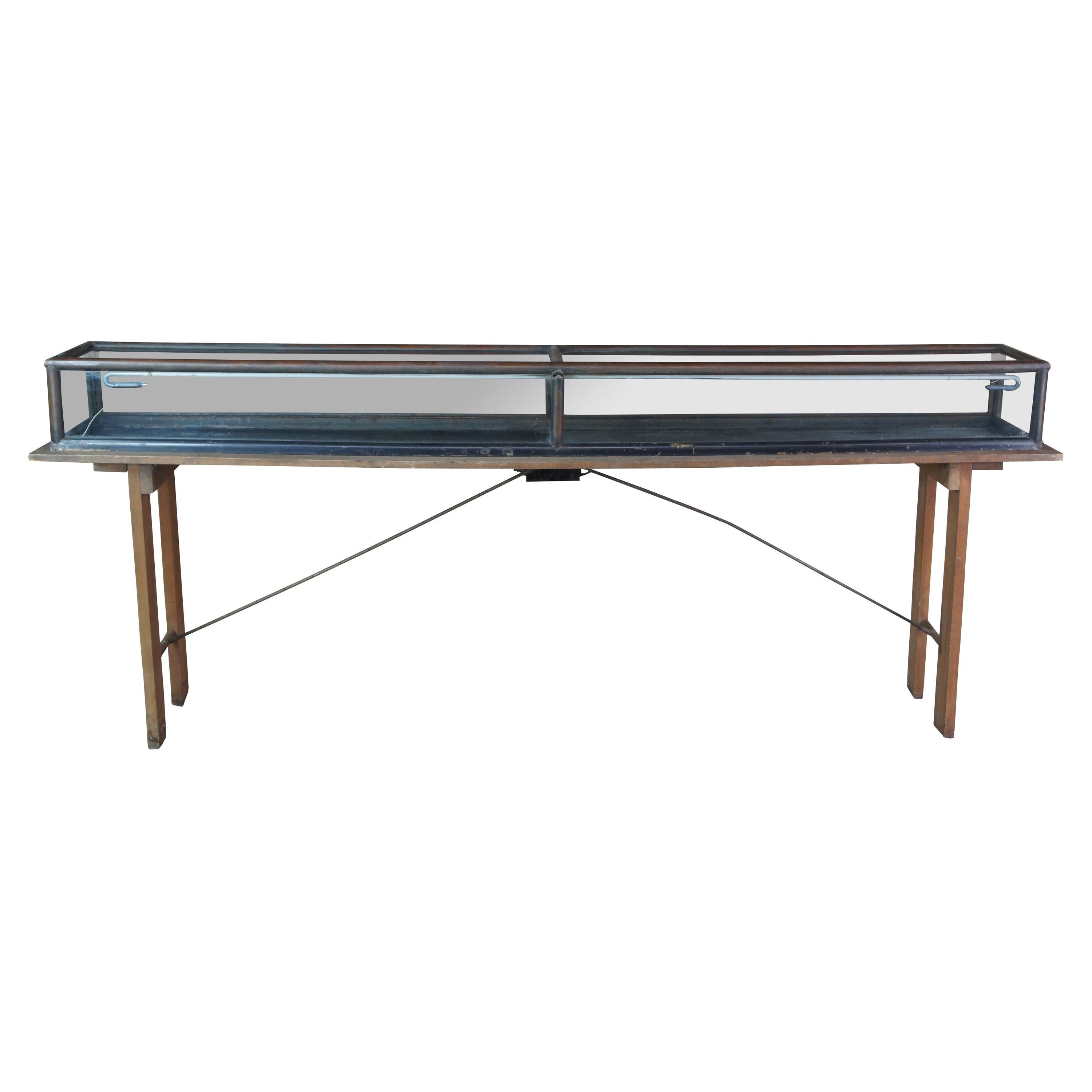 Antique Brass 
Glass Countertop Fold Out Jewelry Showcase Display Cabinet