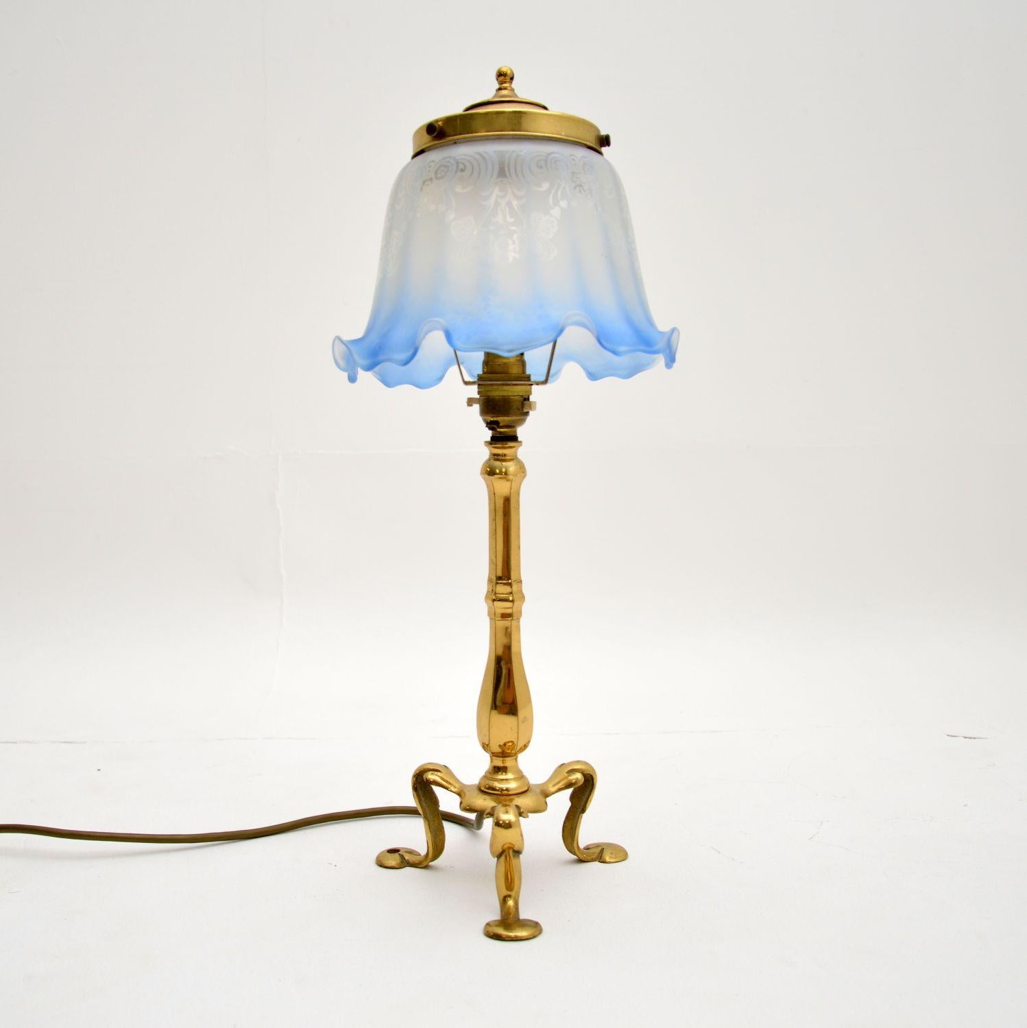vintage brass and glass table lamp