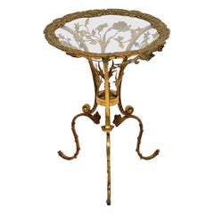 Antique Brass Glass Top Side Table