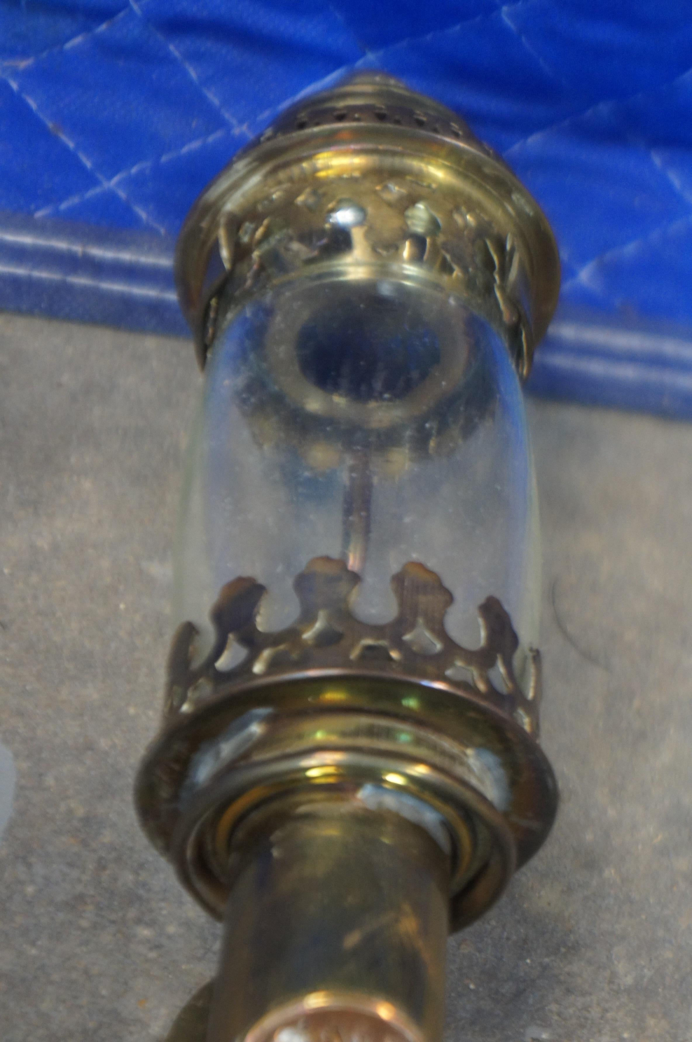 Antique Brass Gnr Great Northern Railway Carriage Candle Lamp Sconce Lantern 14
