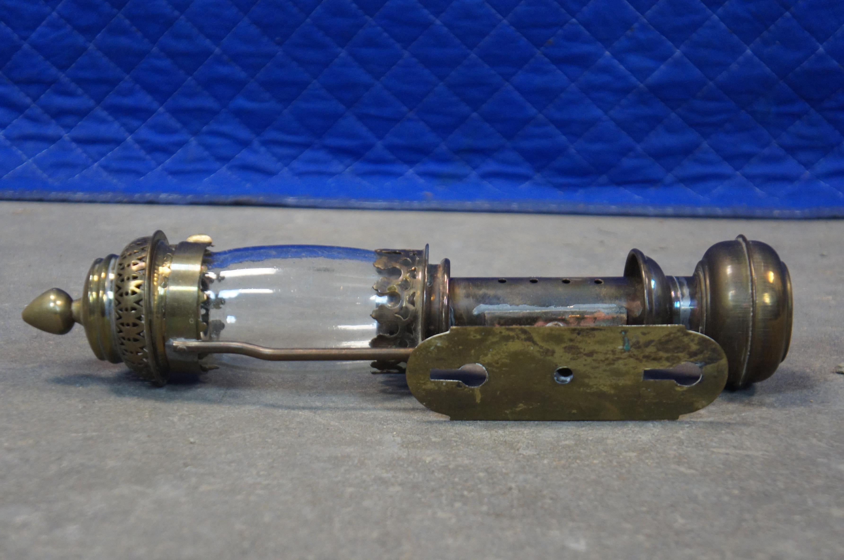 Victorian Antique Brass Gnr Great Northern Railway Carriage Candle Lamp Sconce Lantern 14