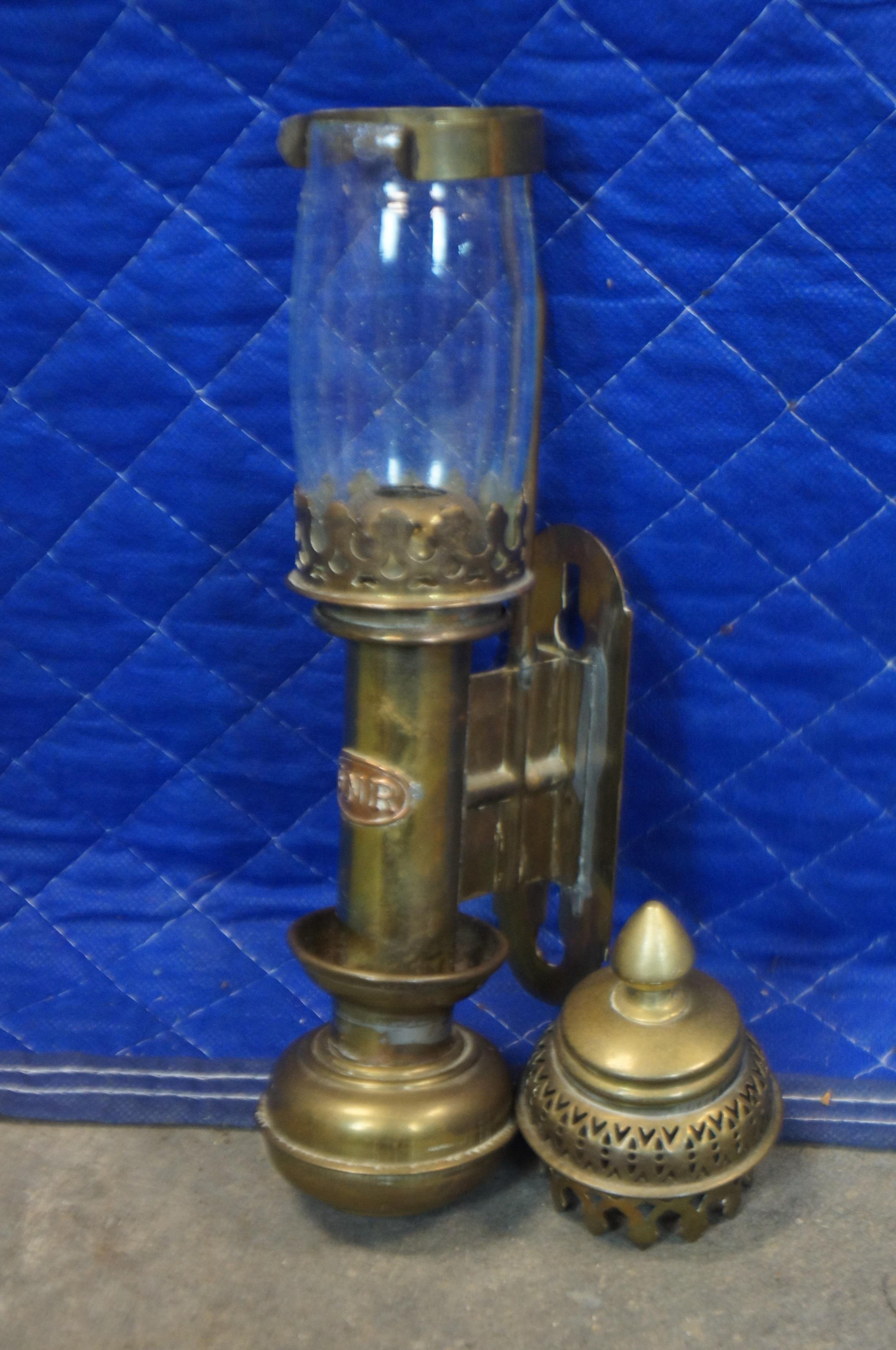Antique Brass Gnr Great Northern Railway Carriage Candle Lamp Sconce Lantern 14