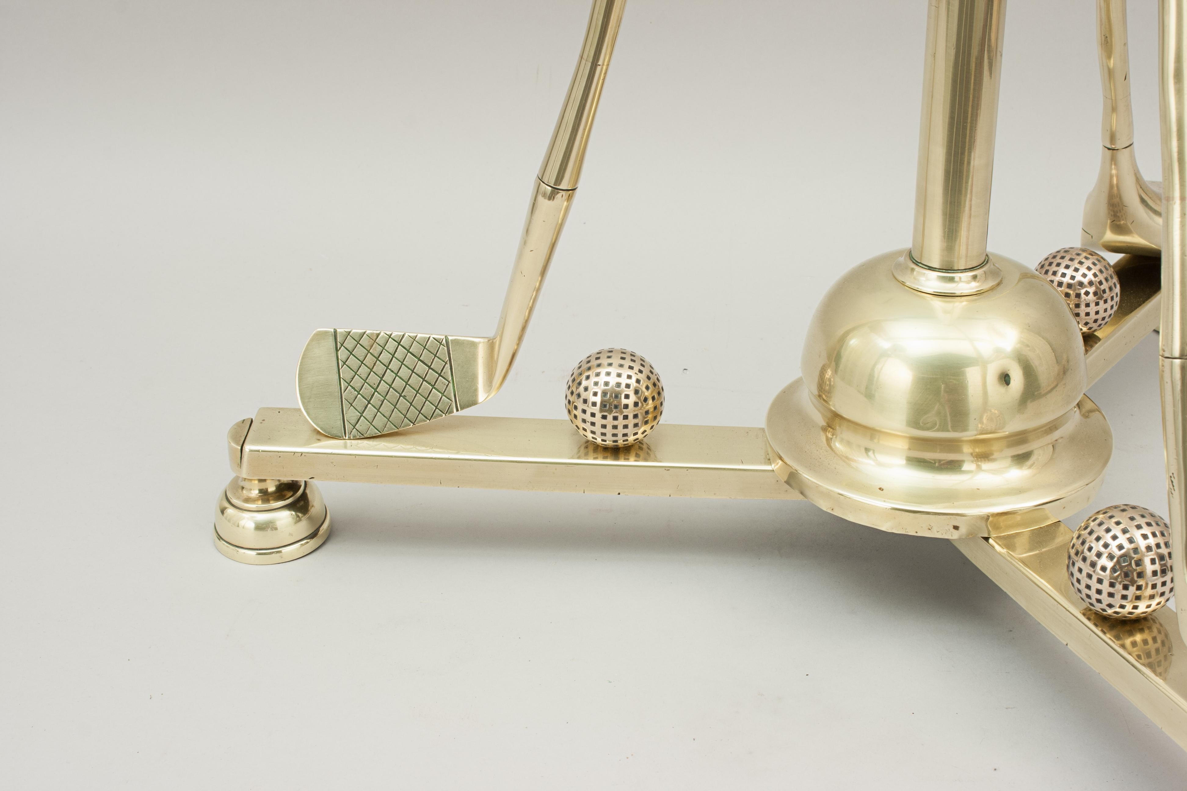 Antique Brass Golf Floor Standard Lamp For Sale 6